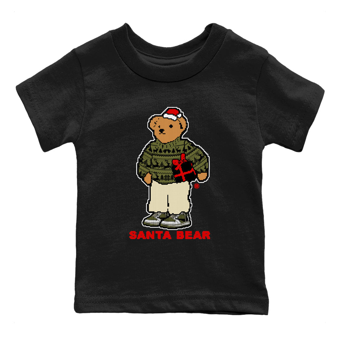 Santa Bear snkmatch Tees Kids - Air Jordan 1 Travis Scott Medium Olive