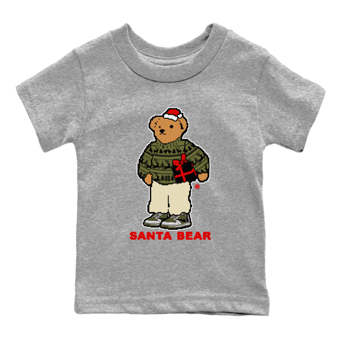 Santa Bear snkmatch Tees Kids - Air Jordan 1 Travis Scott Medium Olive