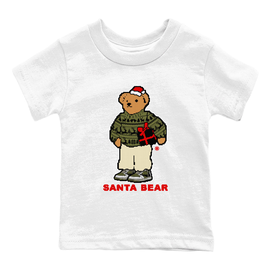 Santa Bear snkmatch Tees Kids - Air Jordan 1 Travis Scott Medium Olive
