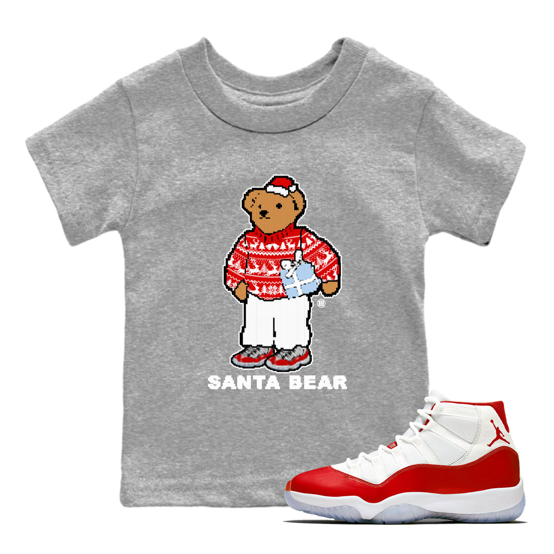 Santa Bear snkmatch Tees Kids - Air Jordan 11 Cherry