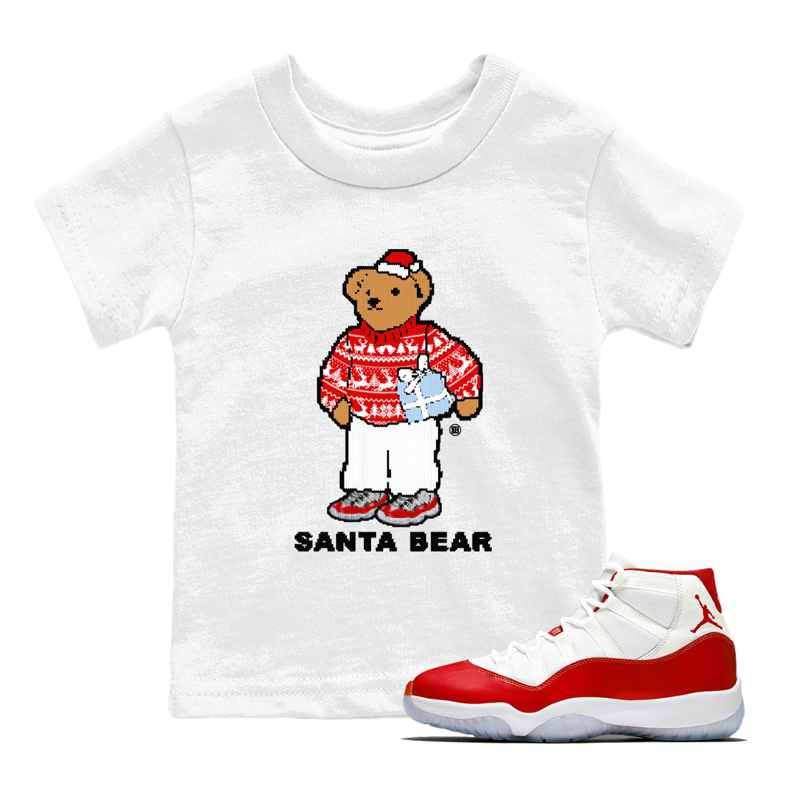 Santa Bear snkmatch Tees Kids - Air Jordan 11 Cherry