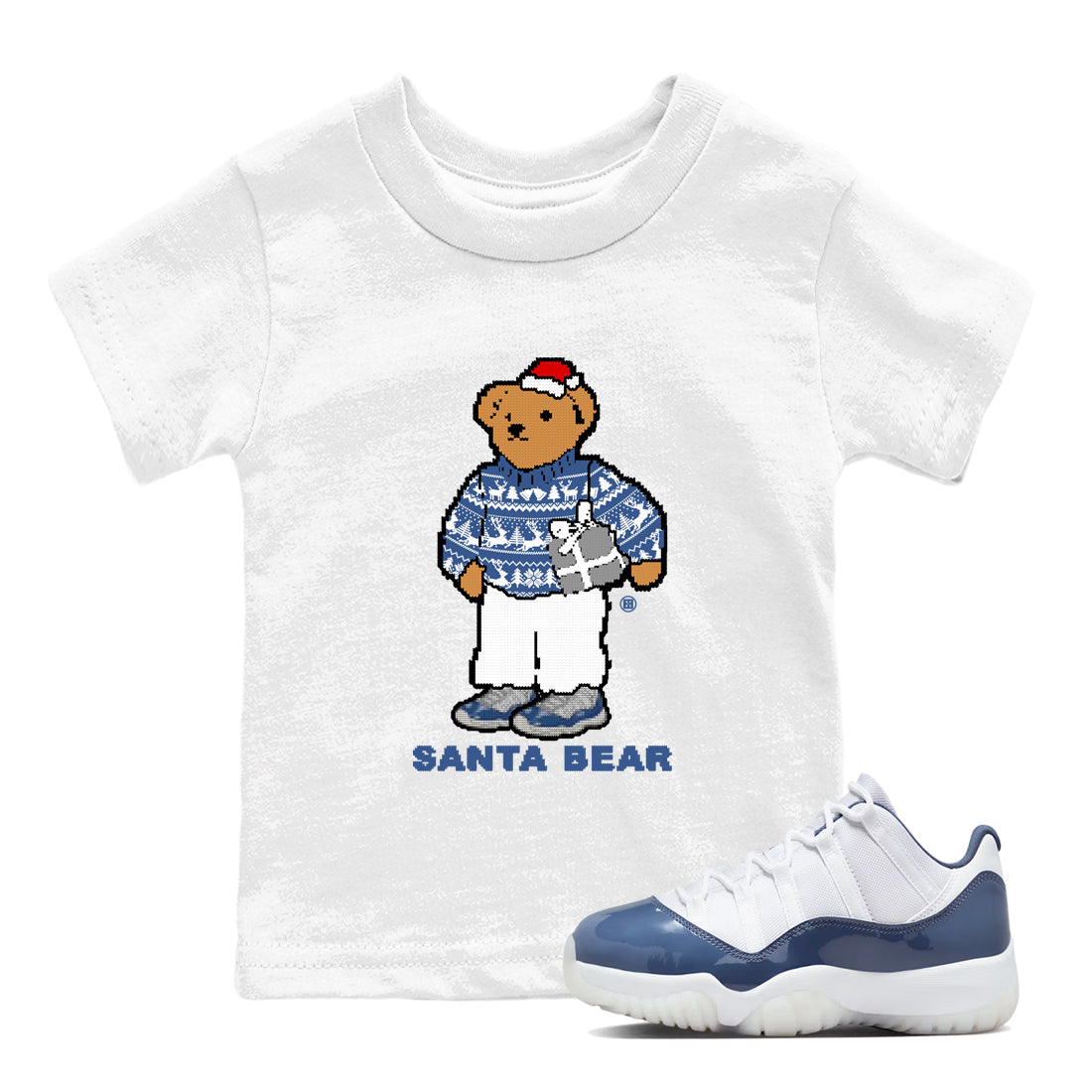 Santa Bear snkmatch Tees Kids - Air Jordan 11 Diffused Blue