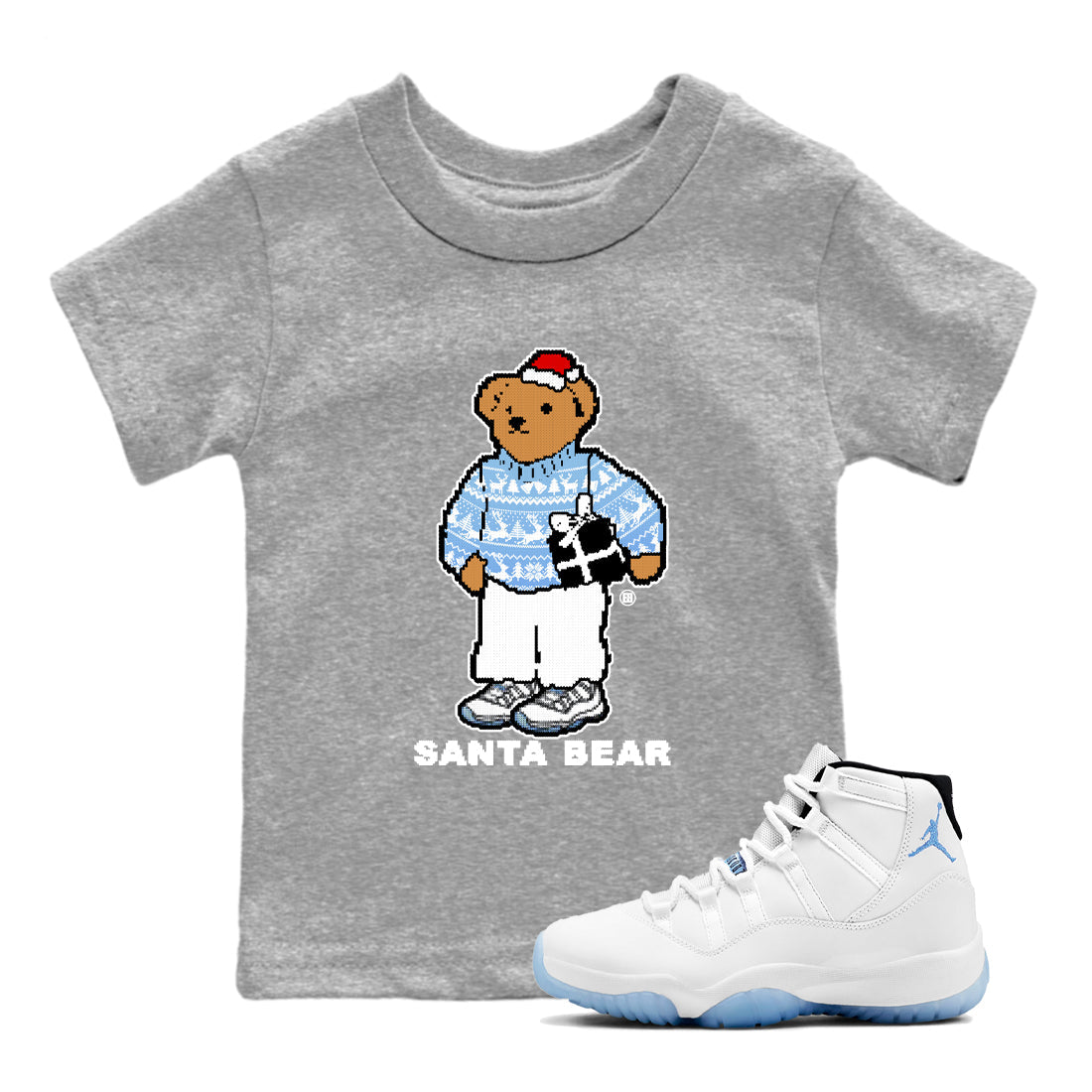 Santa Bear snkmatch Tees Kids - Air Jordan 11 Legend Blue