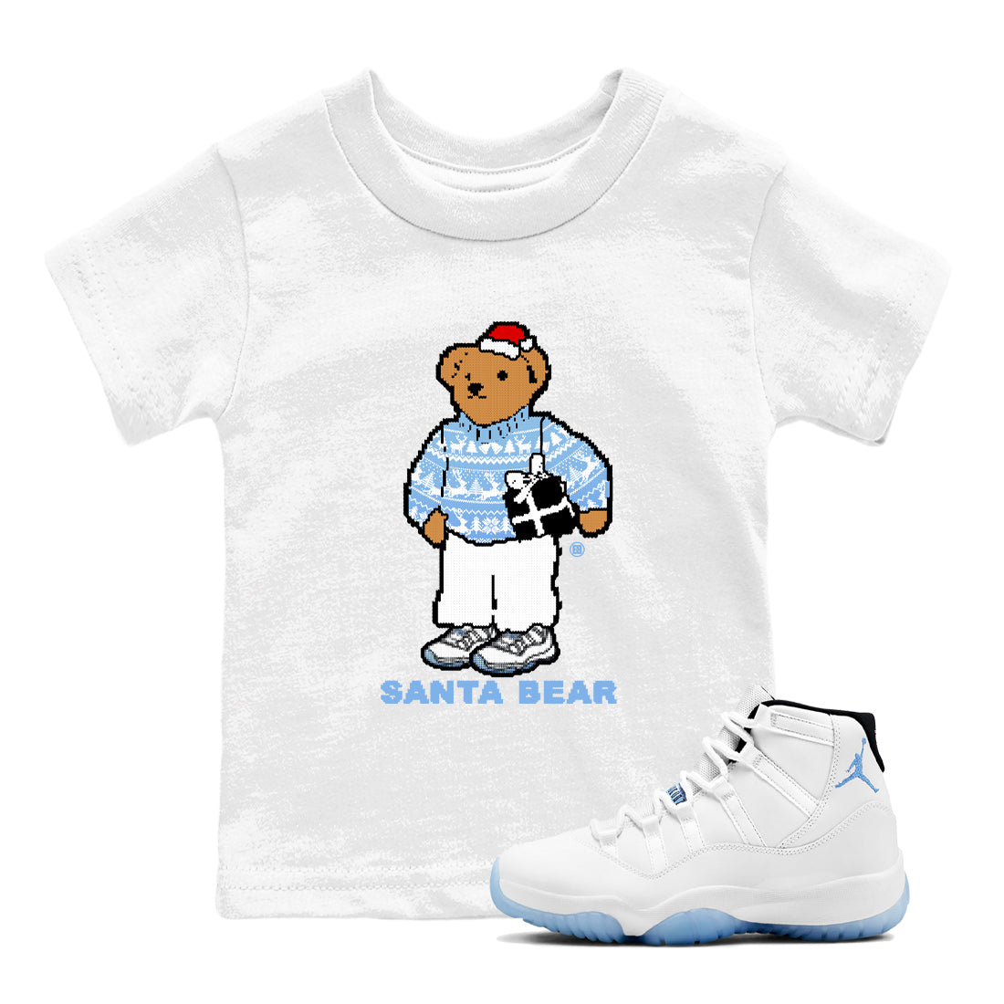 Santa Bear snkmatch Tees Kids - Air Jordan 11 Legend Blue