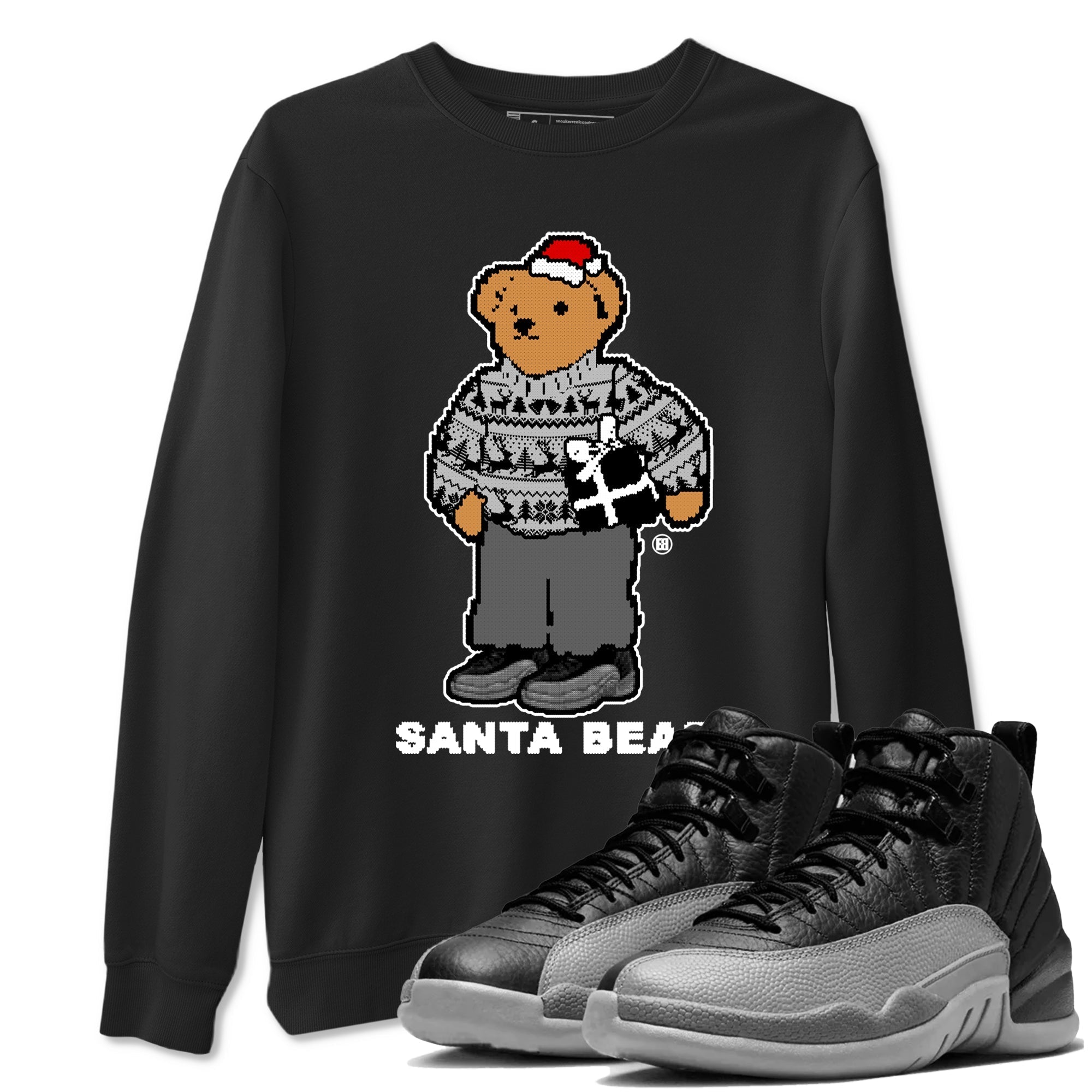 Santa Bear snkmatch Tees - Air Jordan 12 Black Wolf Grey