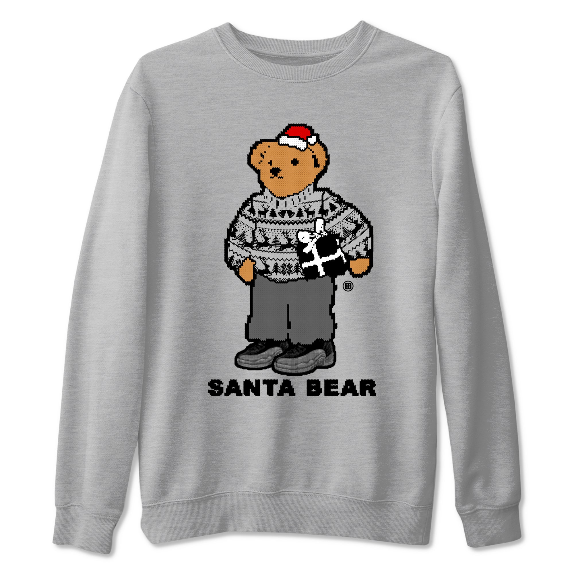 Santa Bear snkmatch Tees - Air Jordan 12 Black Wolf Grey