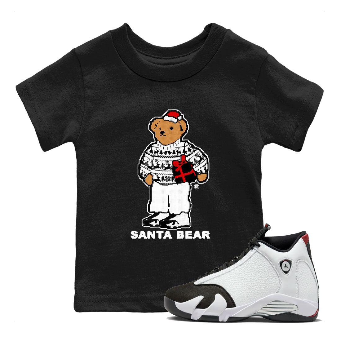 Santa Bear snkmatch Tees Kids - Air Jordan 14 Black Toe