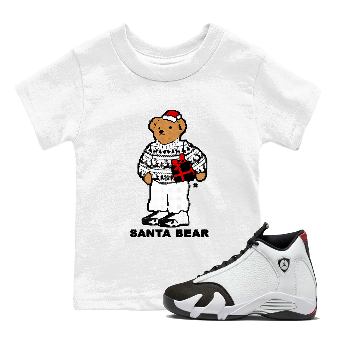 Santa Bear snkmatch Tees Kids - Air Jordan 14 Black Toe