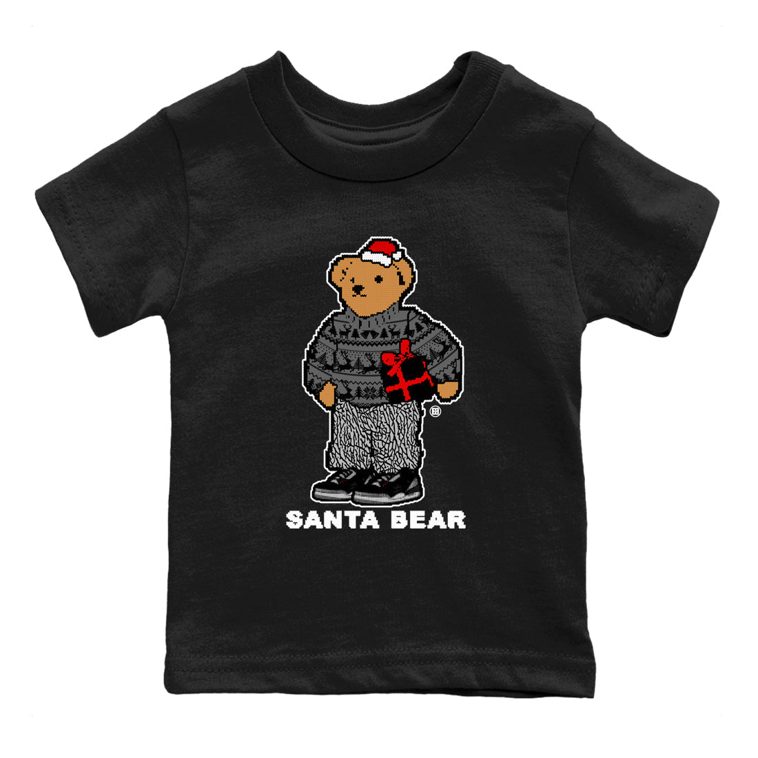 Santa Bear snkmatch Tees Kids - Air Jordan 3 Black Cement