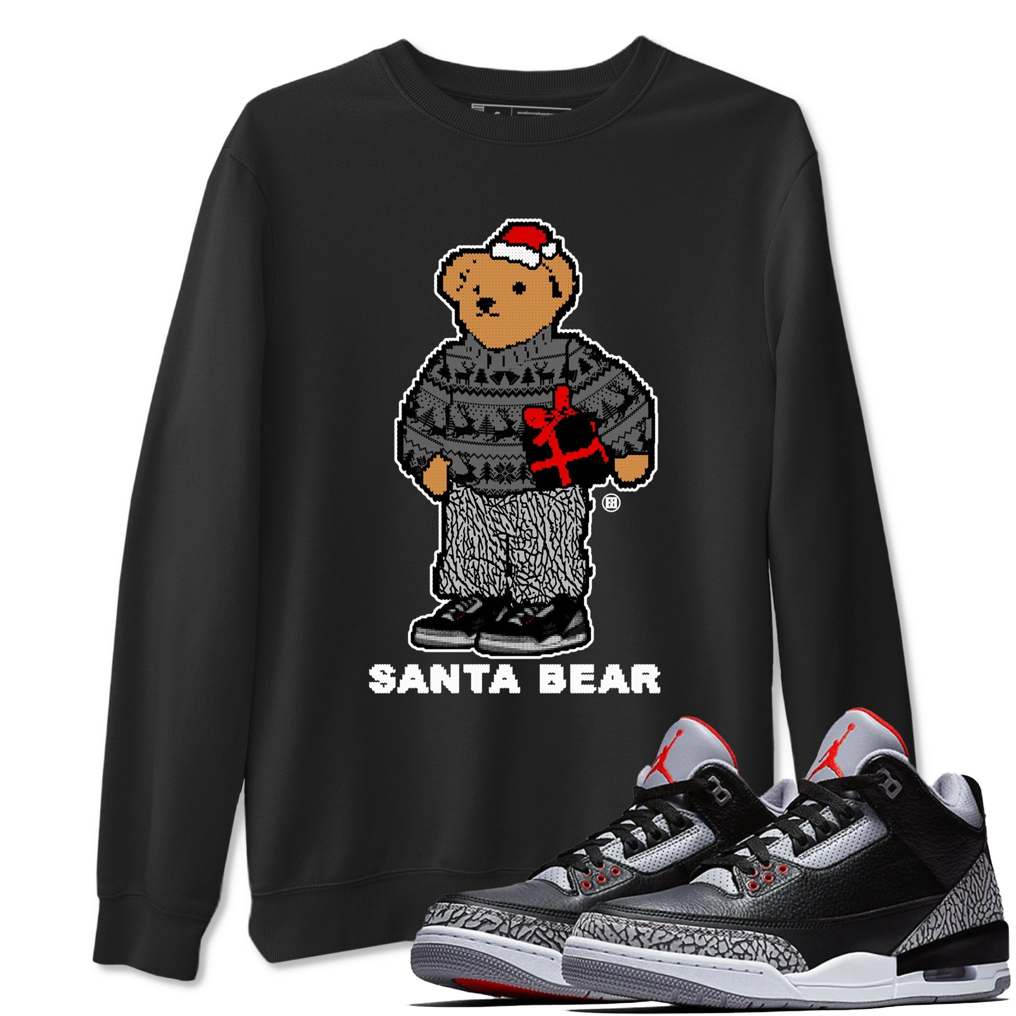 Santa Bear snkmatch Tees - Air Jordan 3 Black Cement
