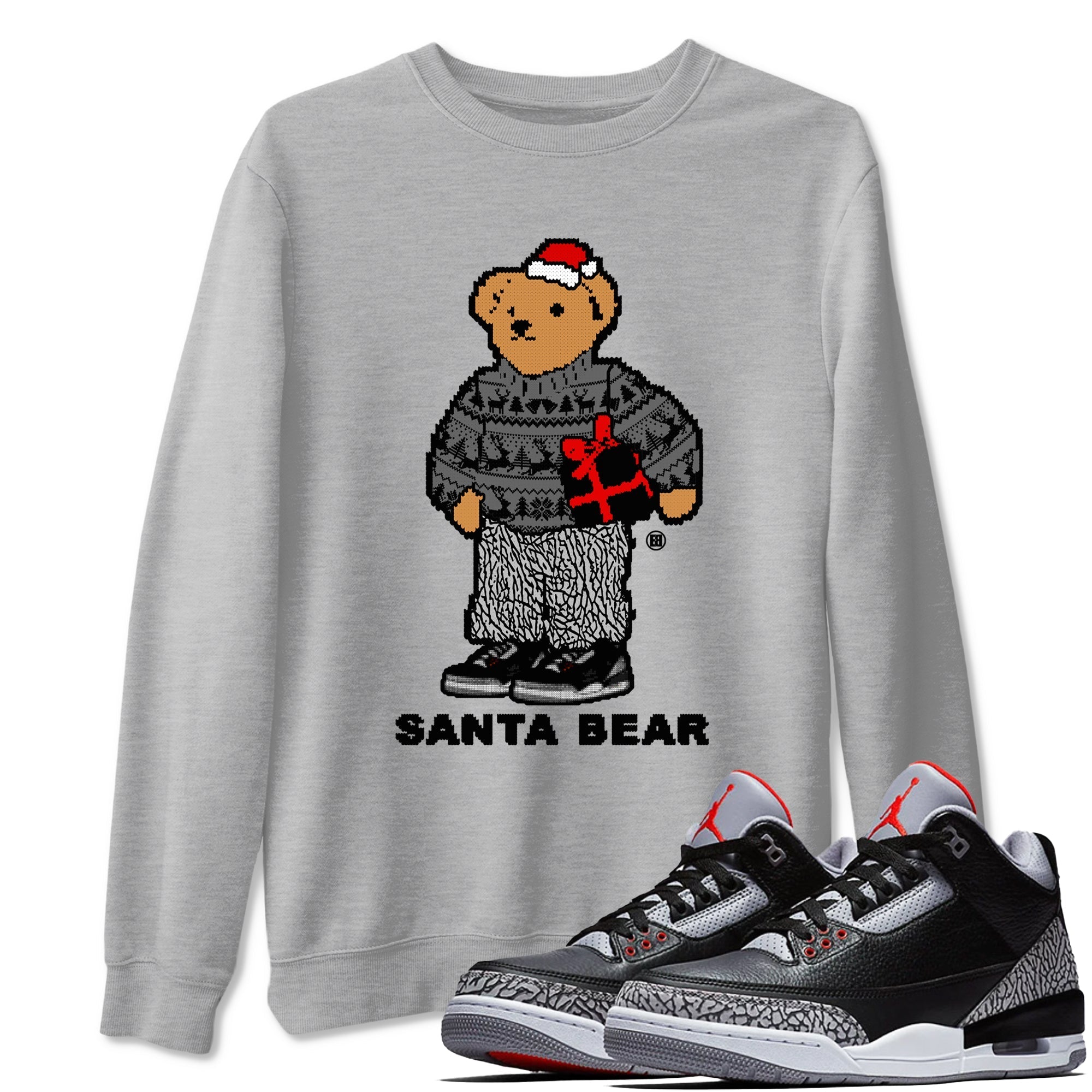 Santa Bear snkmatch Tees - Air Jordan 3 Black Cement