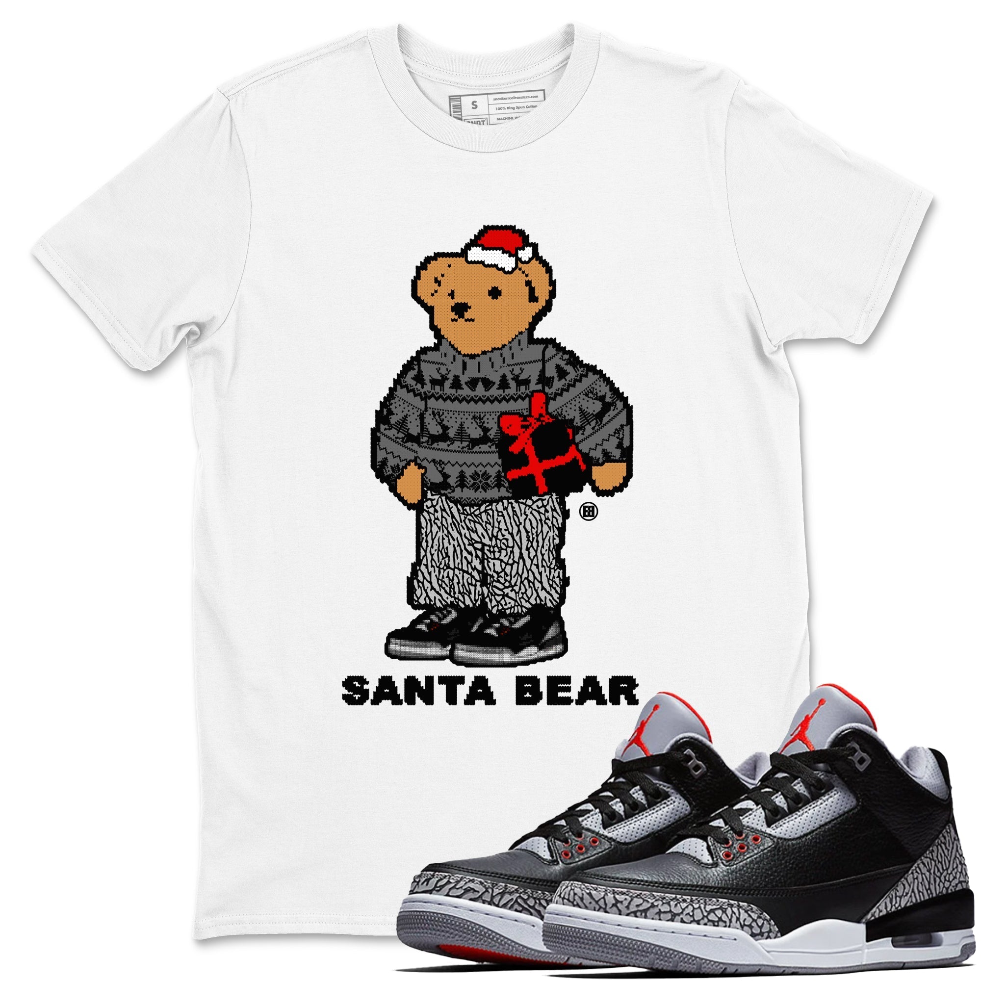 Santa Bear snkmatch Tees - Air Jordan 3 Black Cement