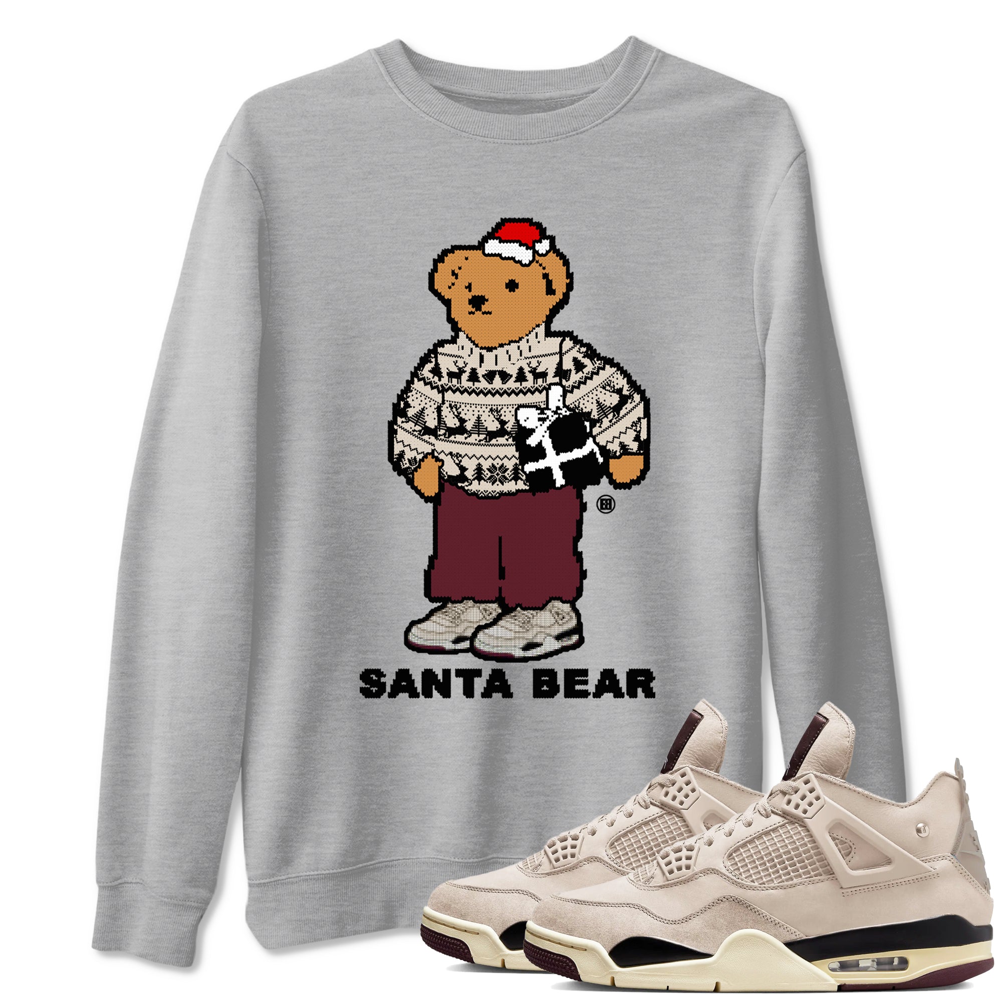 Santa Bear snkmatch Tees - Air Jordan 4 A Ma Maniere x Fossil Stone