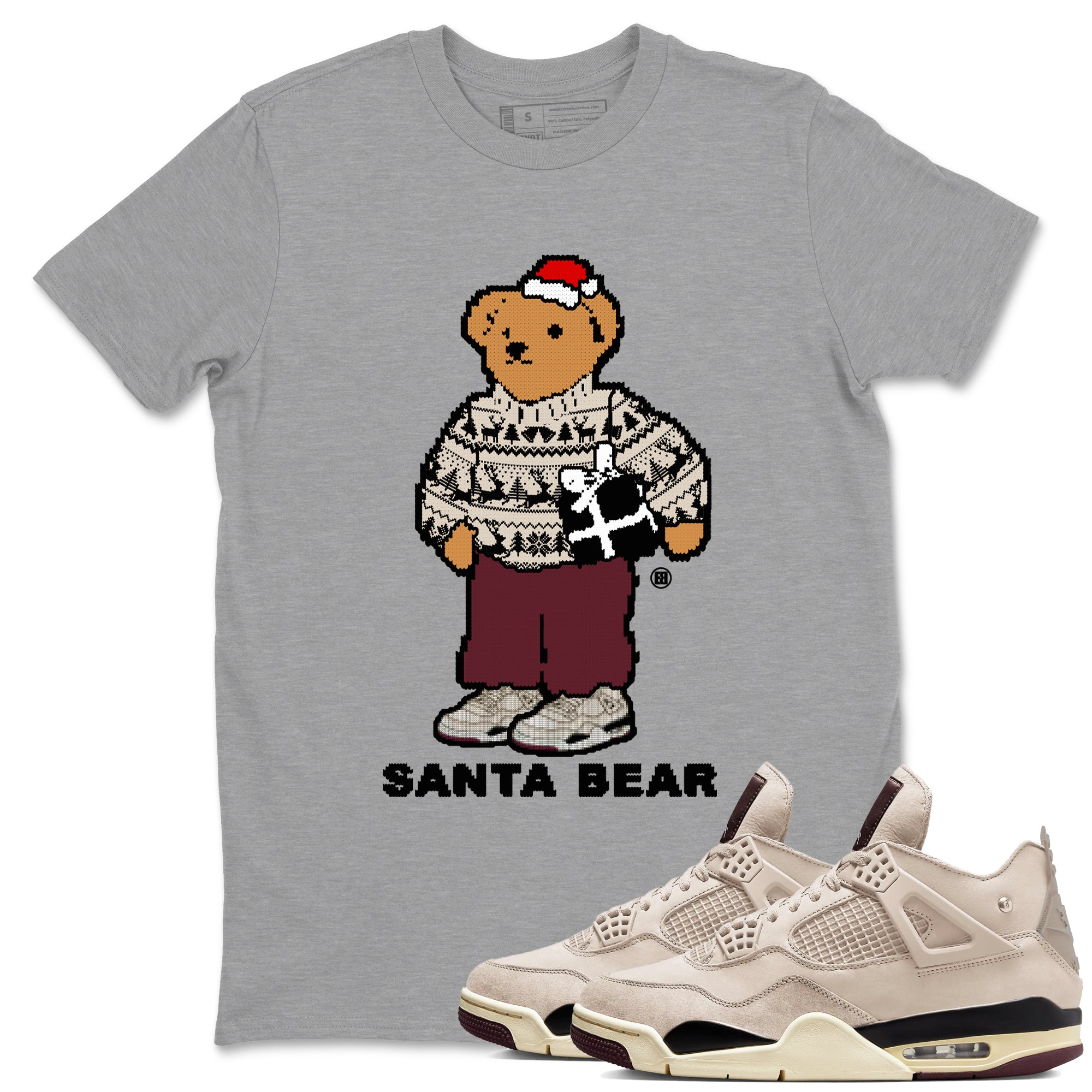 Santa Bear snkmatch Tees - Air Jordan 4 A Ma Maniere x Fossil Stone