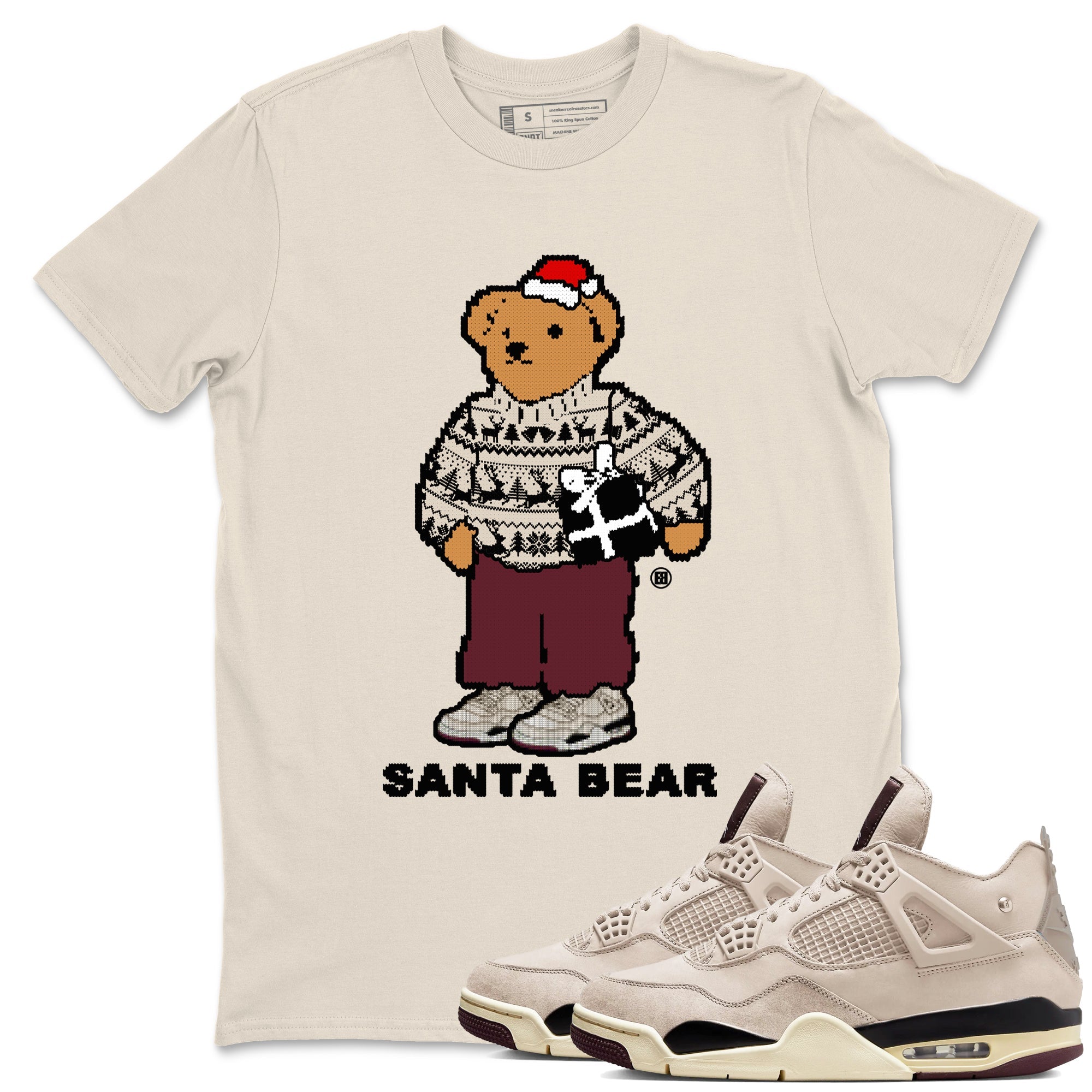 Santa Bear snkmatch Tees - Air Jordan 4 A Ma Maniere x Fossil Stone
