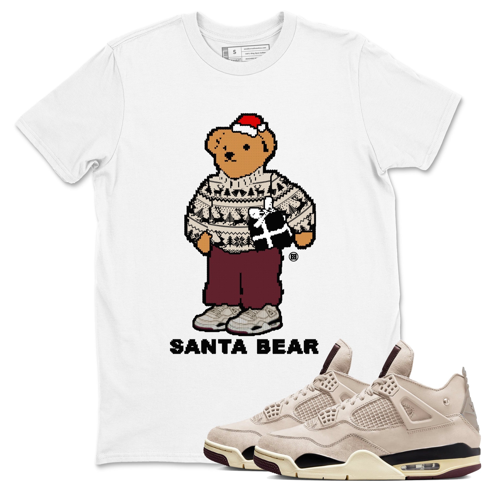 Santa Bear snkmatch Tees - Air Jordan 4 A Ma Maniere x Fossil Stone