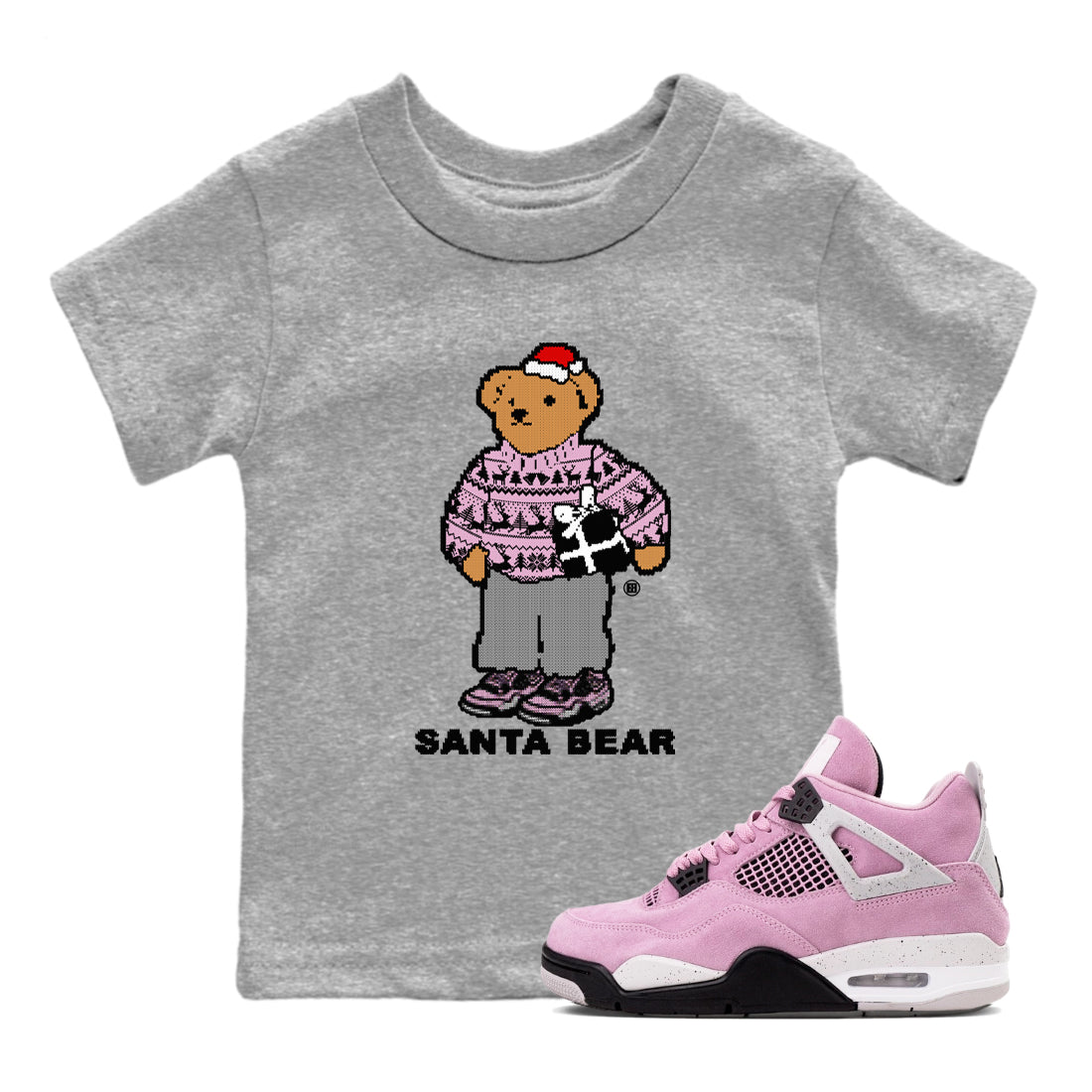 Santa Bear snkmatch Tees Kids - Air Jordan 4 Orchid