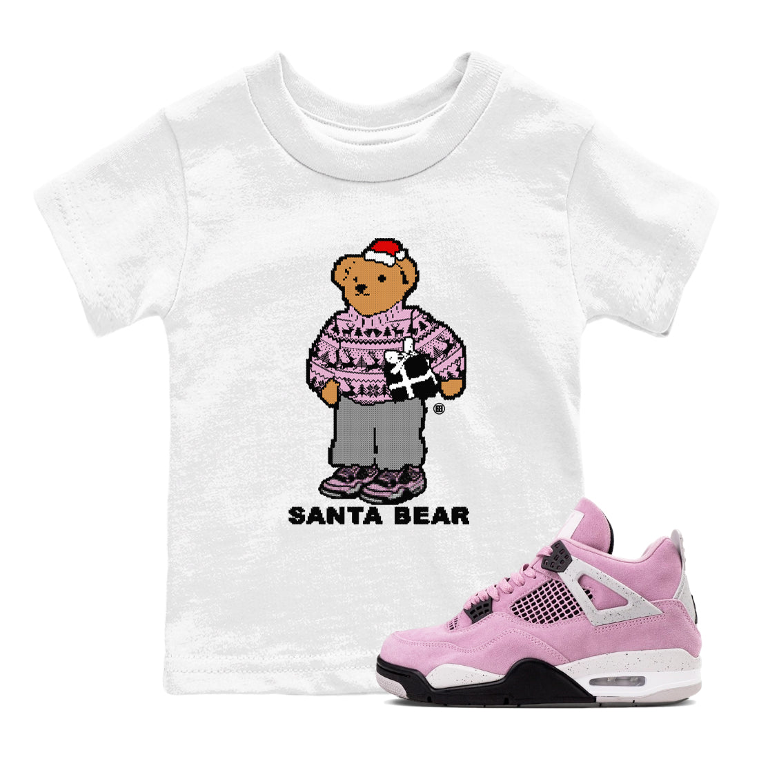 Santa Bear snkmatch Tees Kids - Air Jordan 4 Orchid