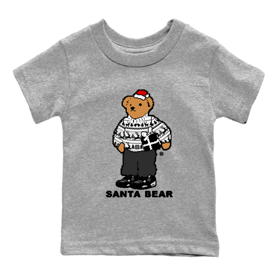 Santa Bear snkmatch Tees Kids - Air Jordan 4 White Thunder
