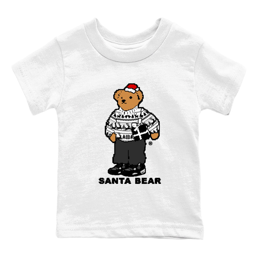 Santa Bear snkmatch Tees Kids - Air Jordan 4 White Thunder