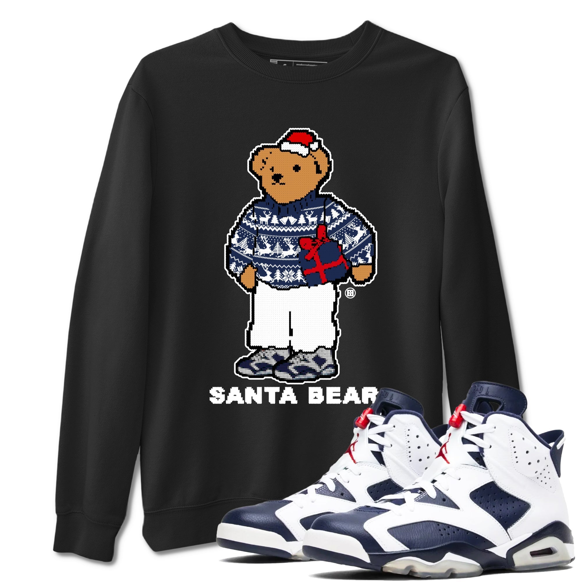 Santa Bear snkmatch Tees - Air Jordan 6 White And Midnight Navy