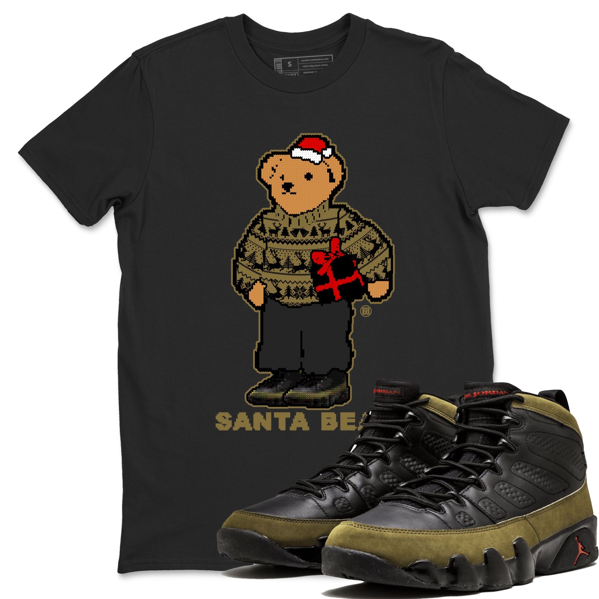 Santa Bear snkmatch Tees - Air Jordan 9 Olive