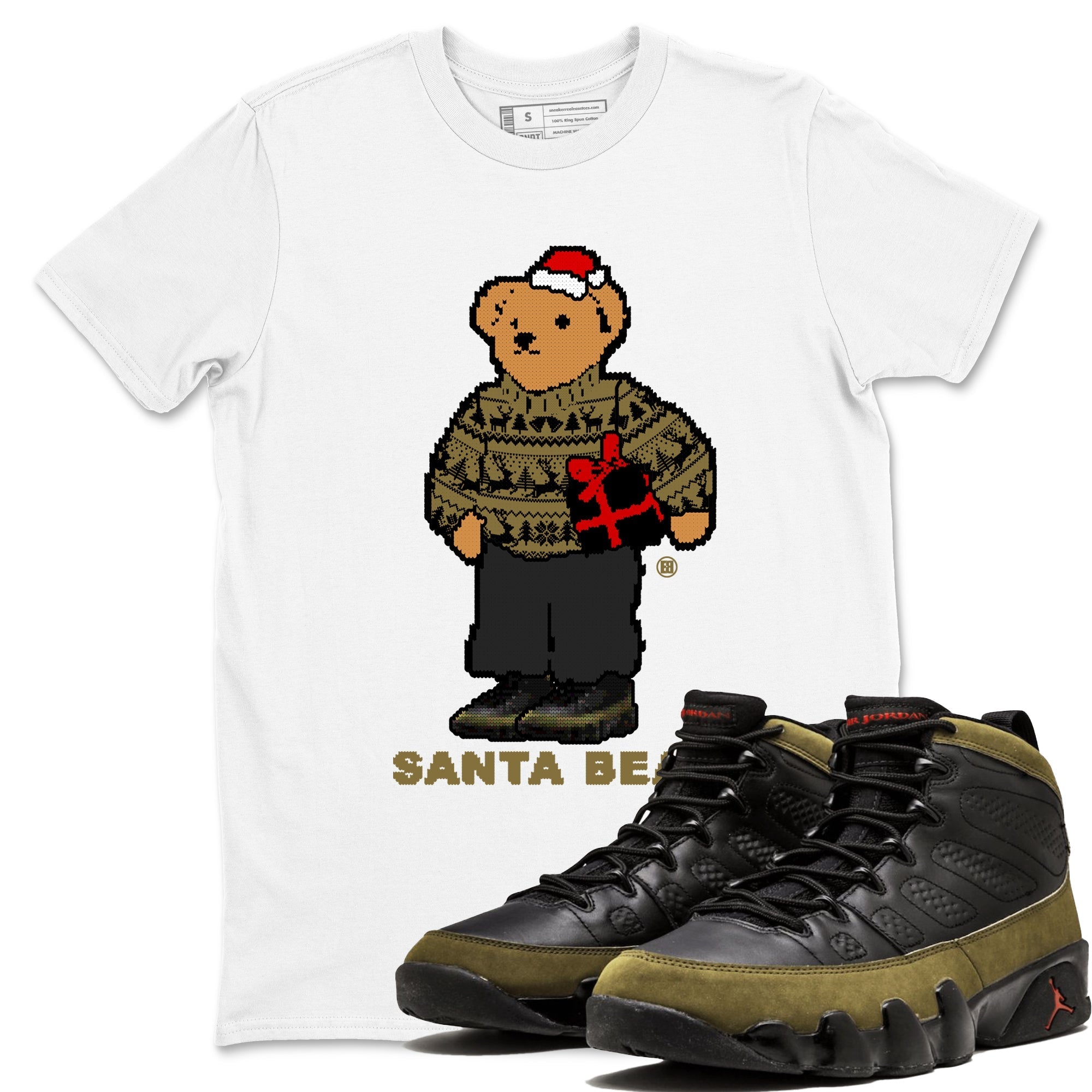 Santa Bear snkmatch Tees - Air Jordan 9 Olive