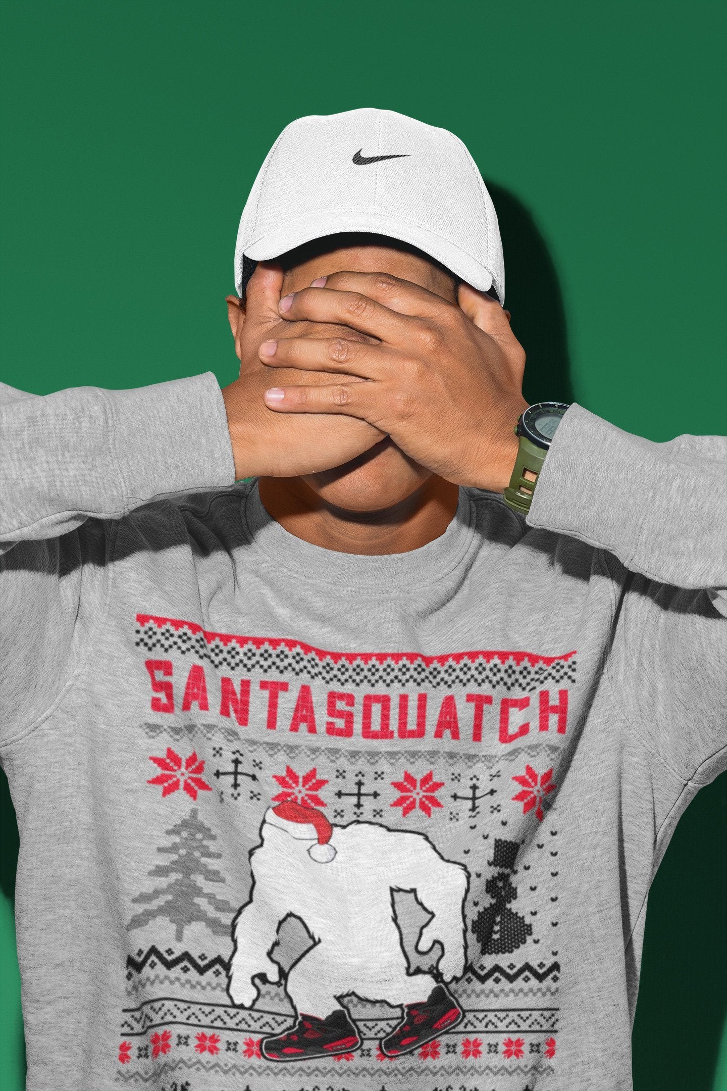 Santa Squatch Unisex Tops - Air Jordan 4 Red Thunder