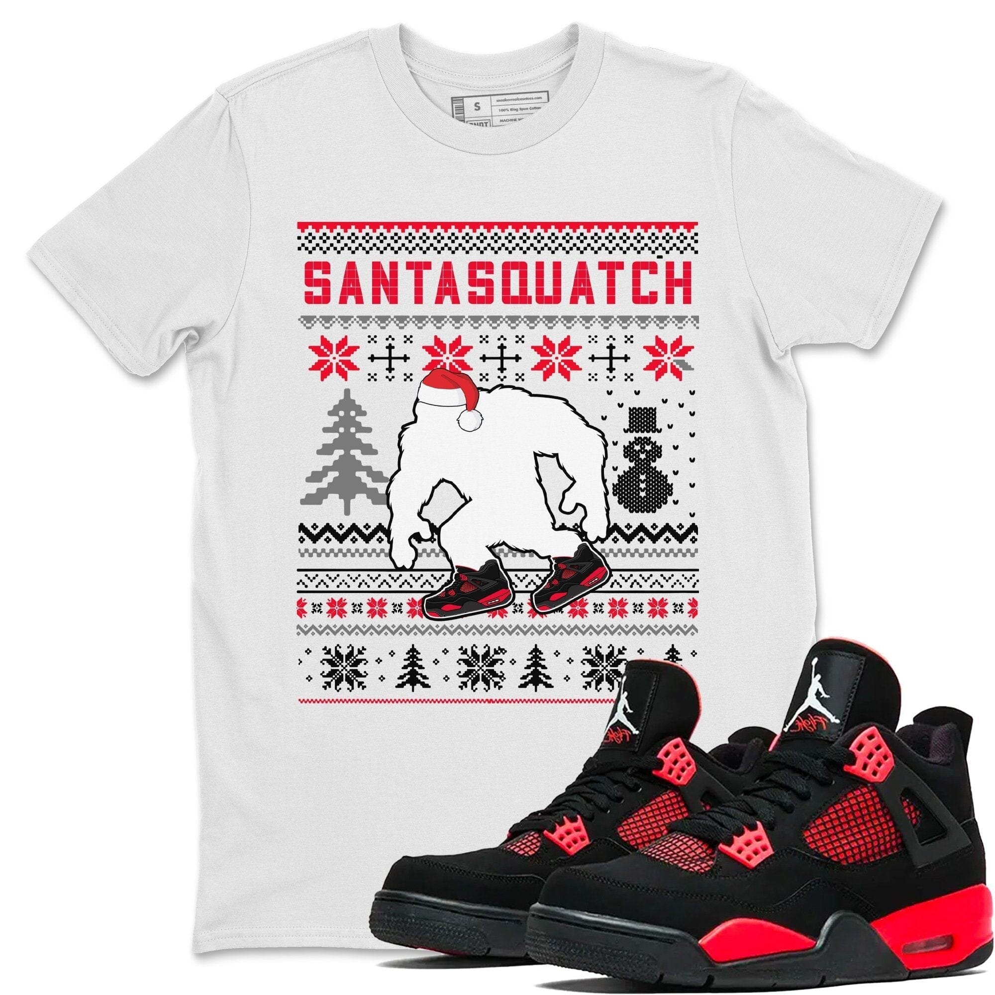 Santa Squatch Unisex Tops - Air Jordan 4 Red Thunder