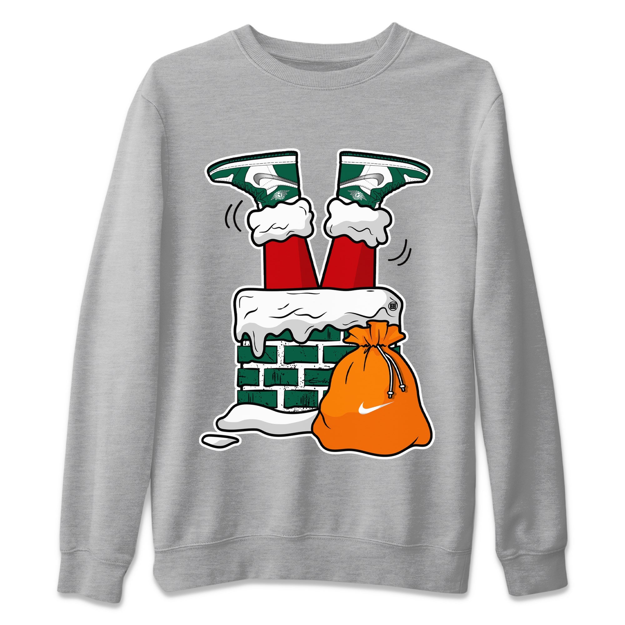 Santa Stuck In Chimney Unisex Tops - Air Jordan 1 Gorge Green