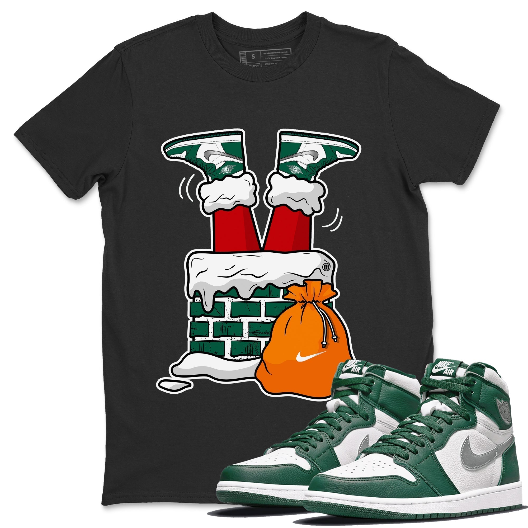 Santa Stuck In Chimney Unisex Tops - Air Jordan 1 Gorge Green