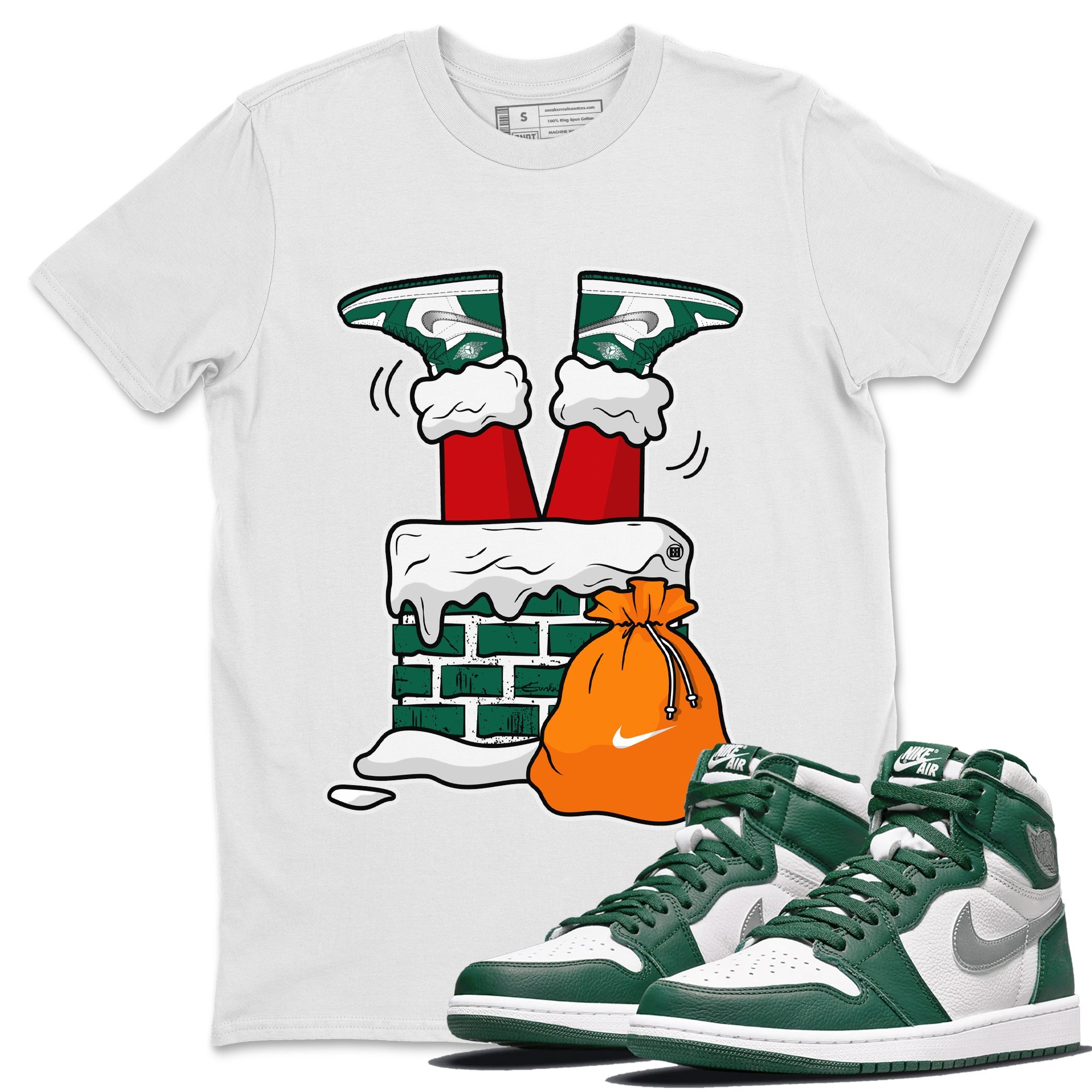 Santa Stuck In Chimney Unisex Tops - Air Jordan 1 Gorge Green