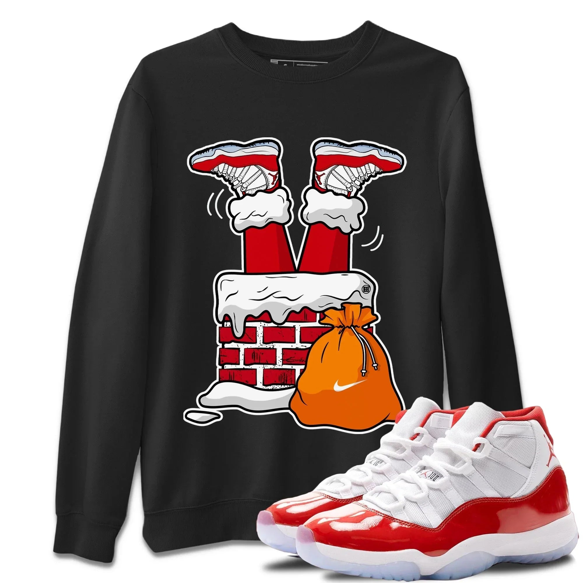 Santa Stuck In Chimney Unisex Tops - Air Jordan 11 Cherry