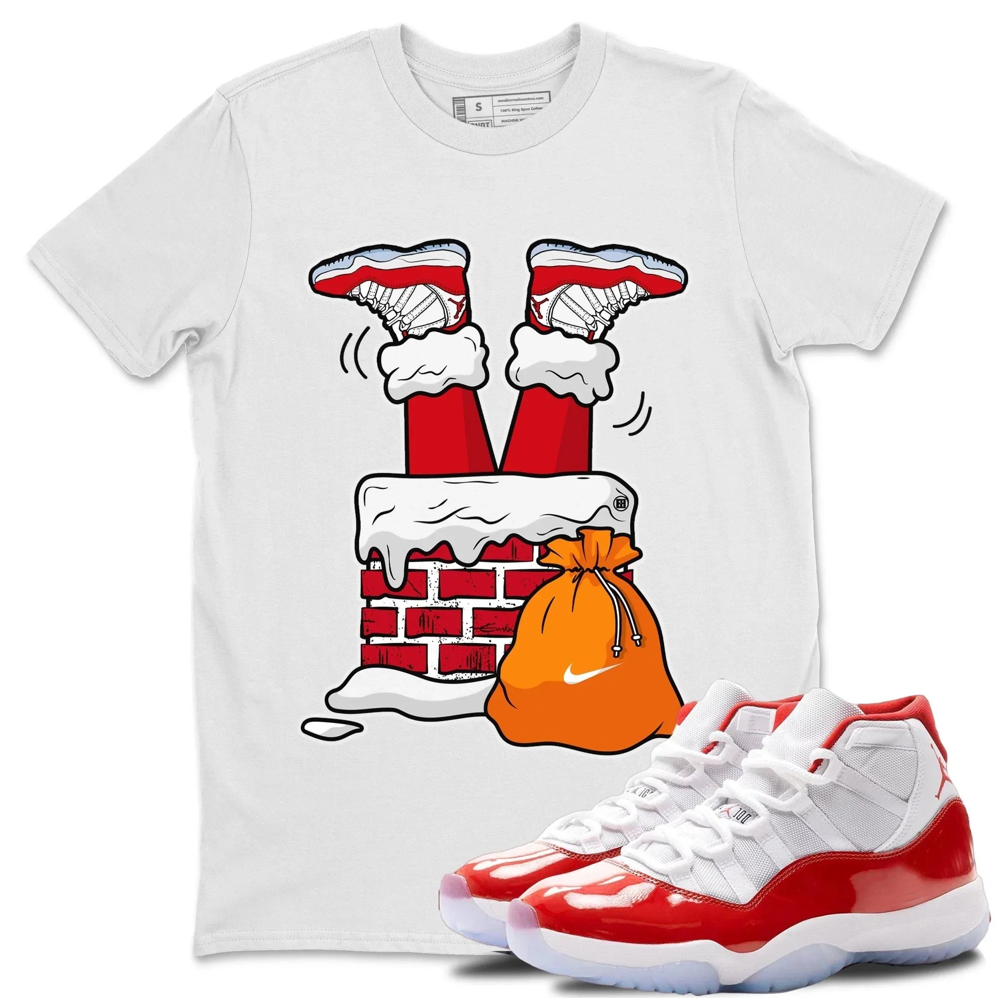 Santa Stuck In Chimney Unisex Tops - Air Jordan 11 Cherry