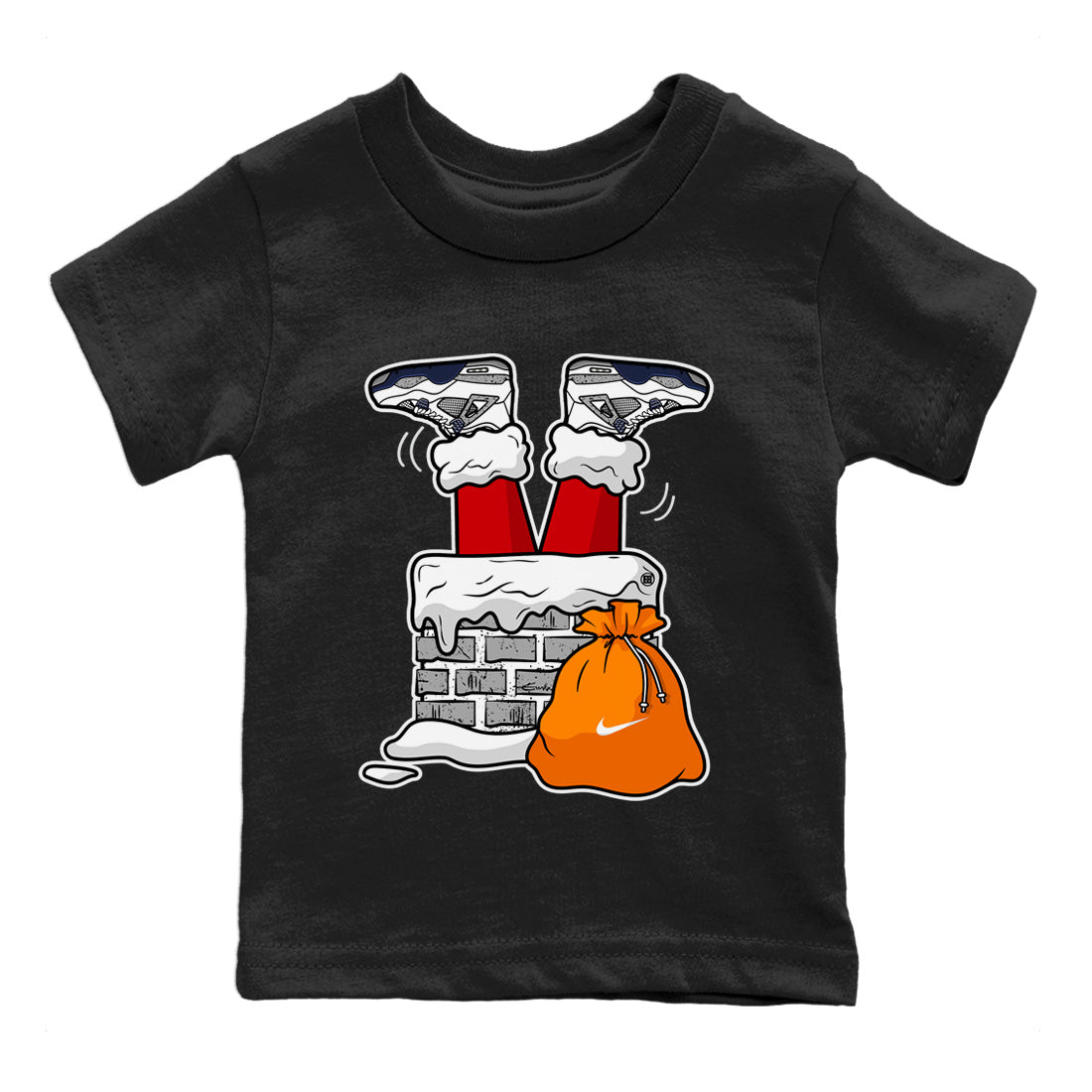 Santa Stuck In Chimney Kids Tops - Air Jordan 4 Midnight Navy