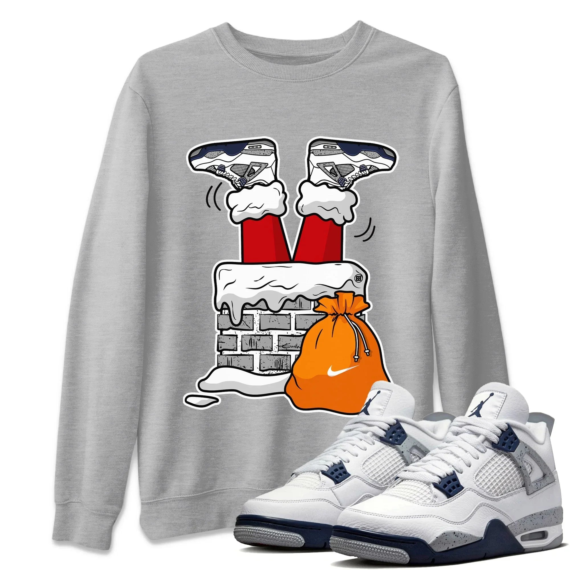 Santa Stuck In Chimney Unisex Tops - Air Jordan 4 Midnight Navy