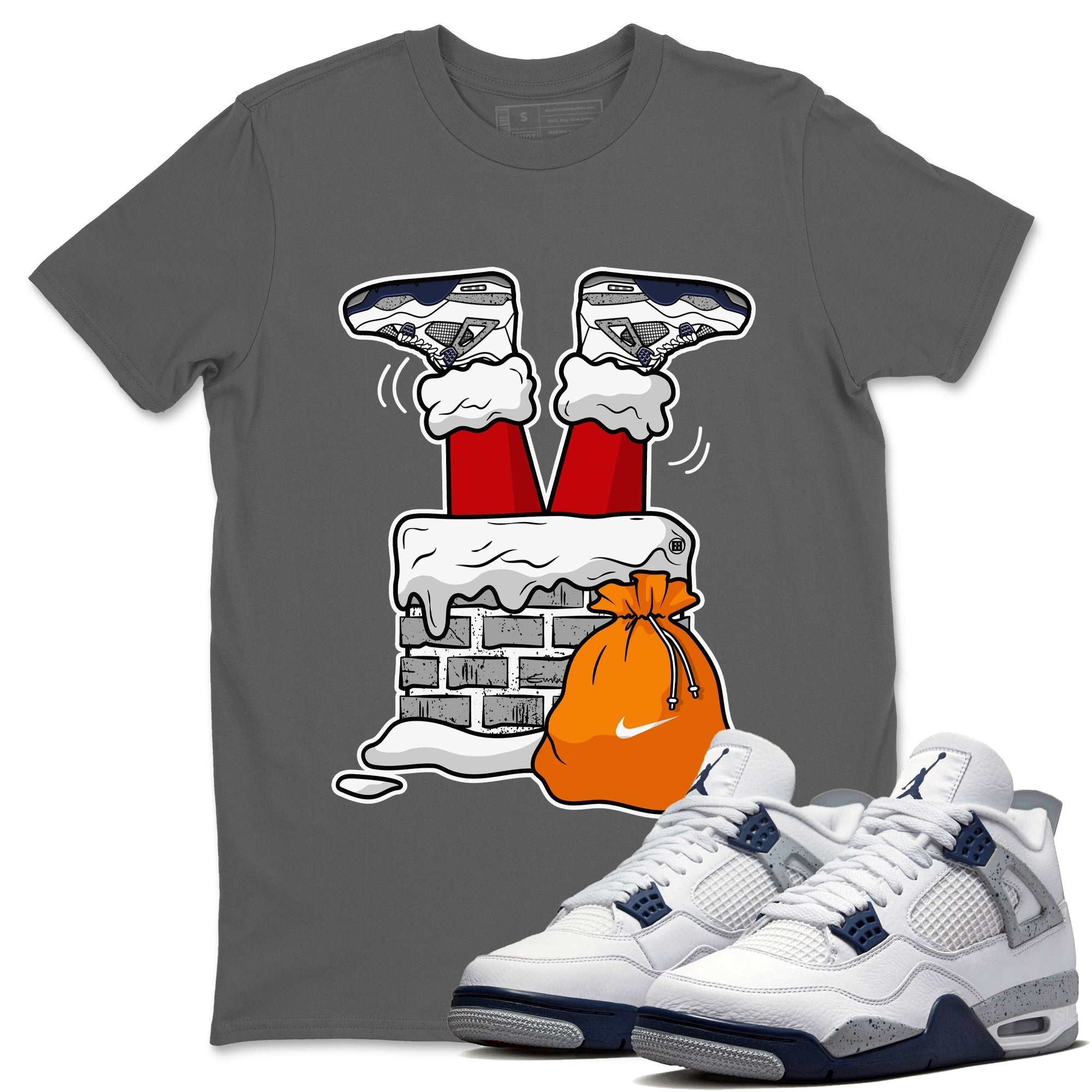 Santa Stuck In Chimney Unisex Tops - Air Jordan 4 Midnight Navy