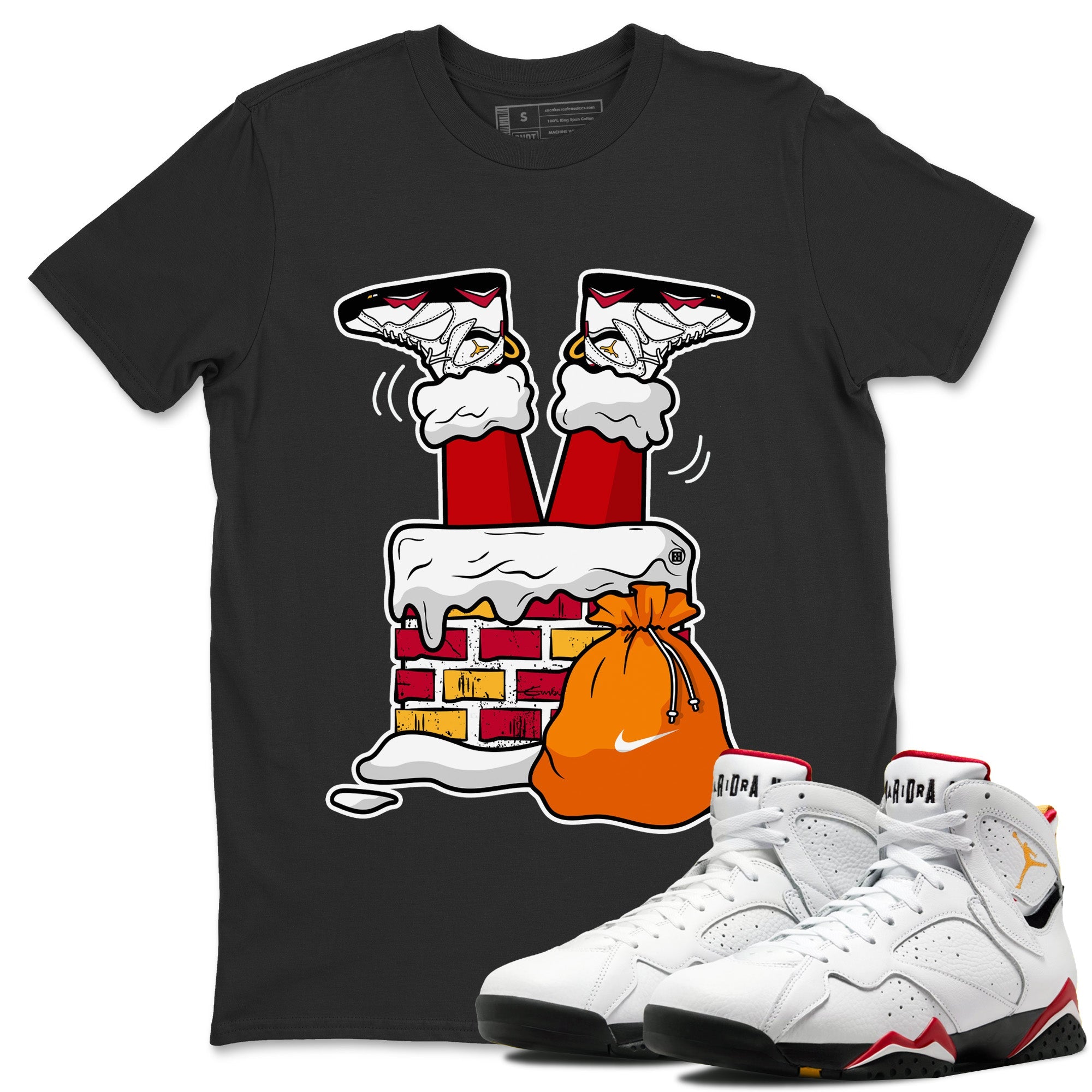 Santa Stuck In Chimney Unisex Tops - Air Jordan 7 Cardinal