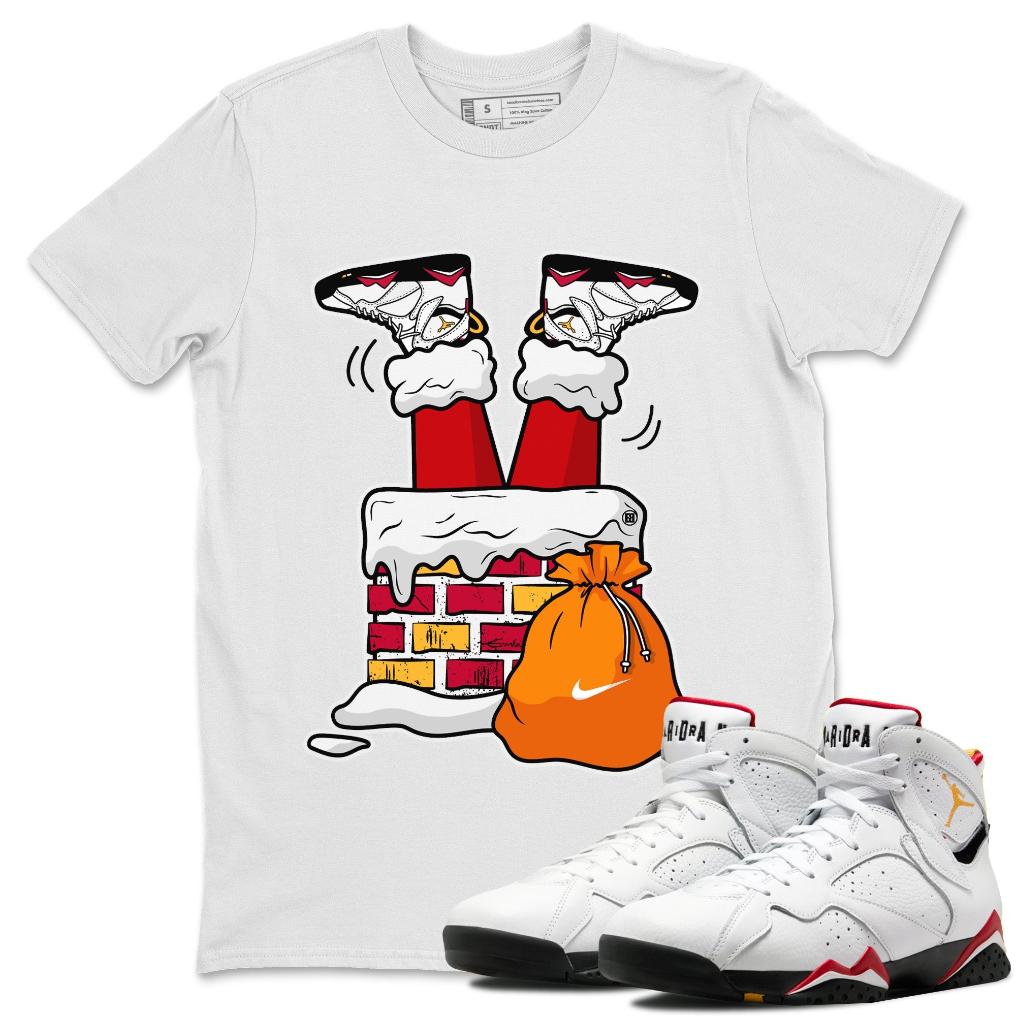 Santa Stuck In Chimney Unisex Tops - Air Jordan 7 Cardinal