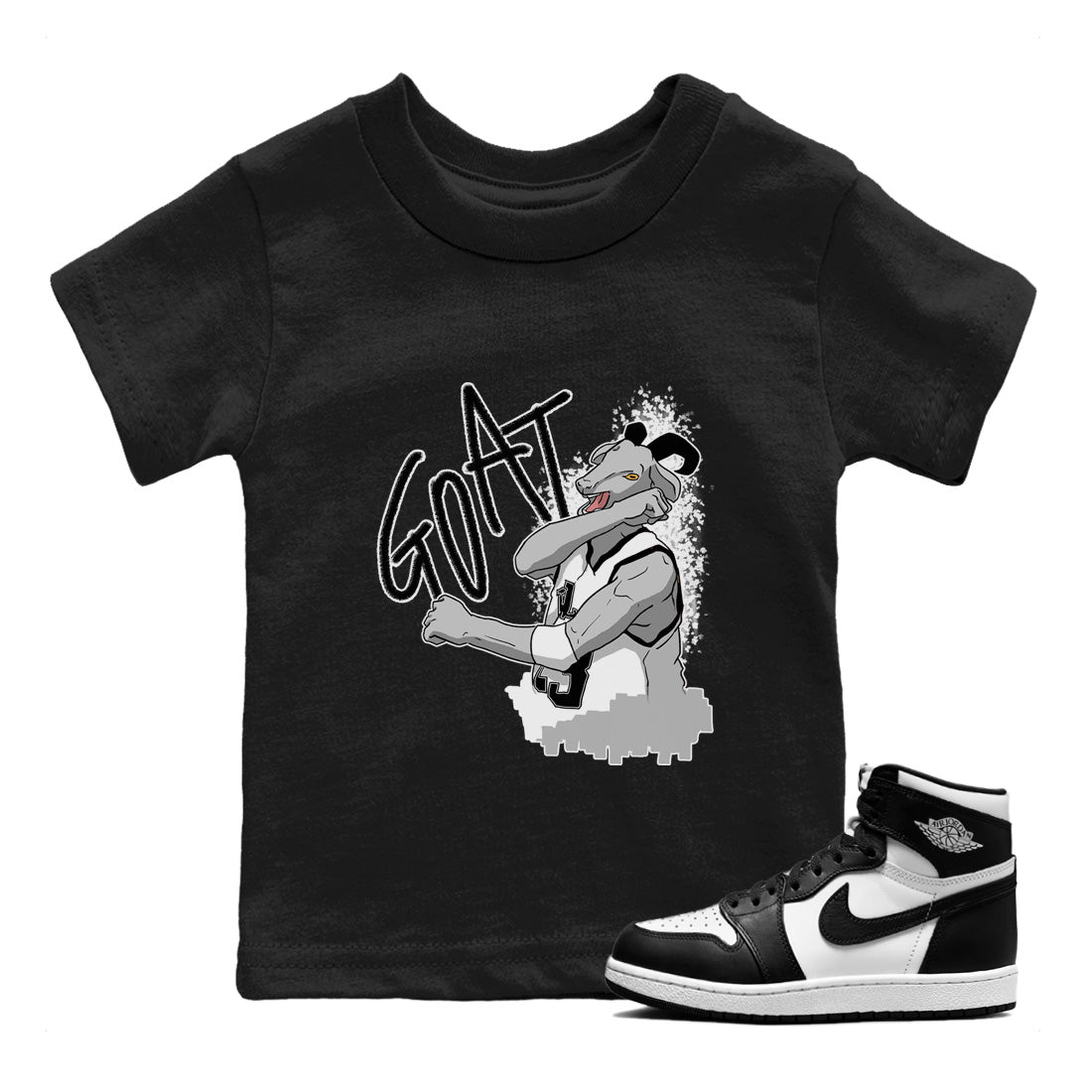 Screaming Goat Kids Tops - Air Jordan 1 Black White
