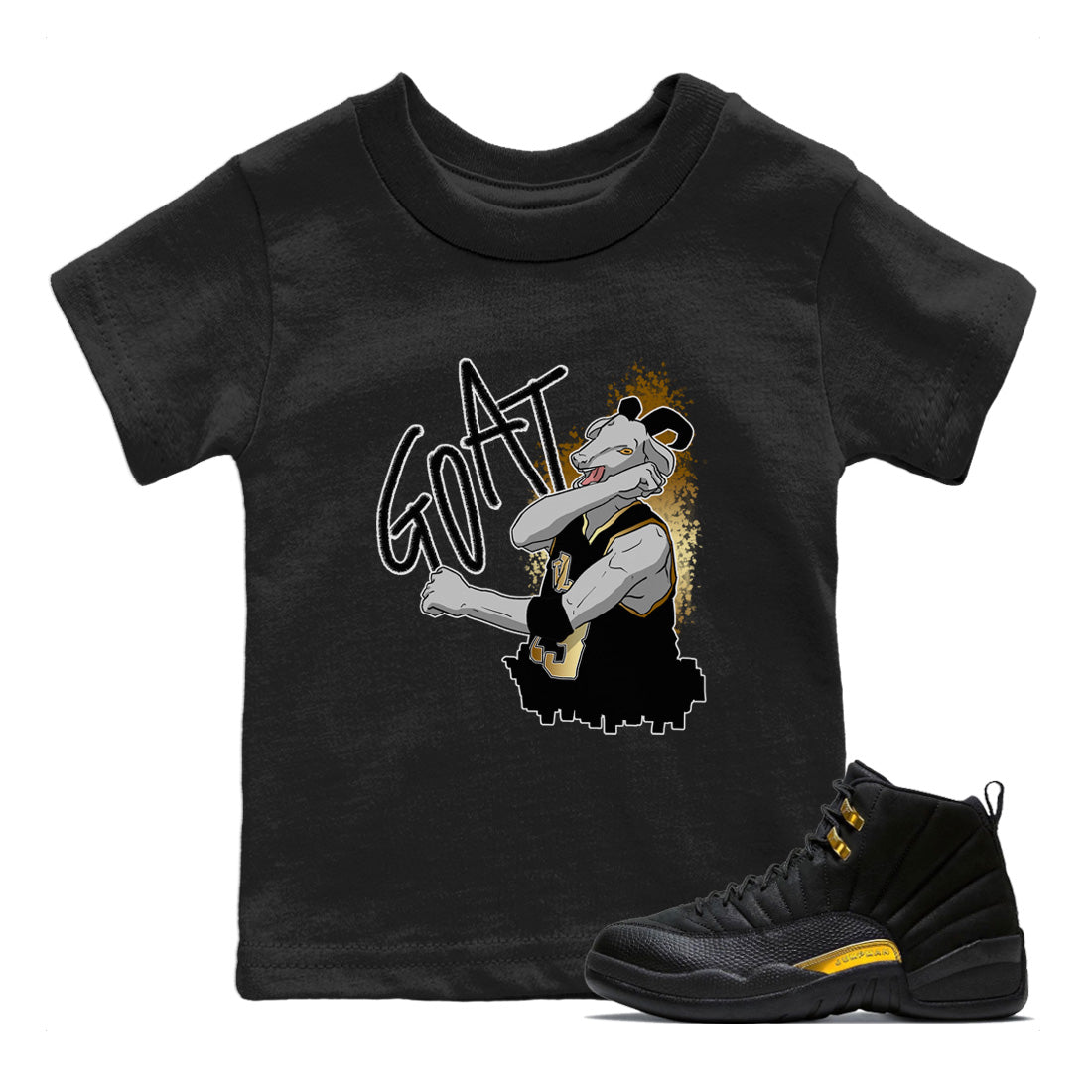 Screaming Goat Kids Tops - Air Jordan 12 Black Taxi