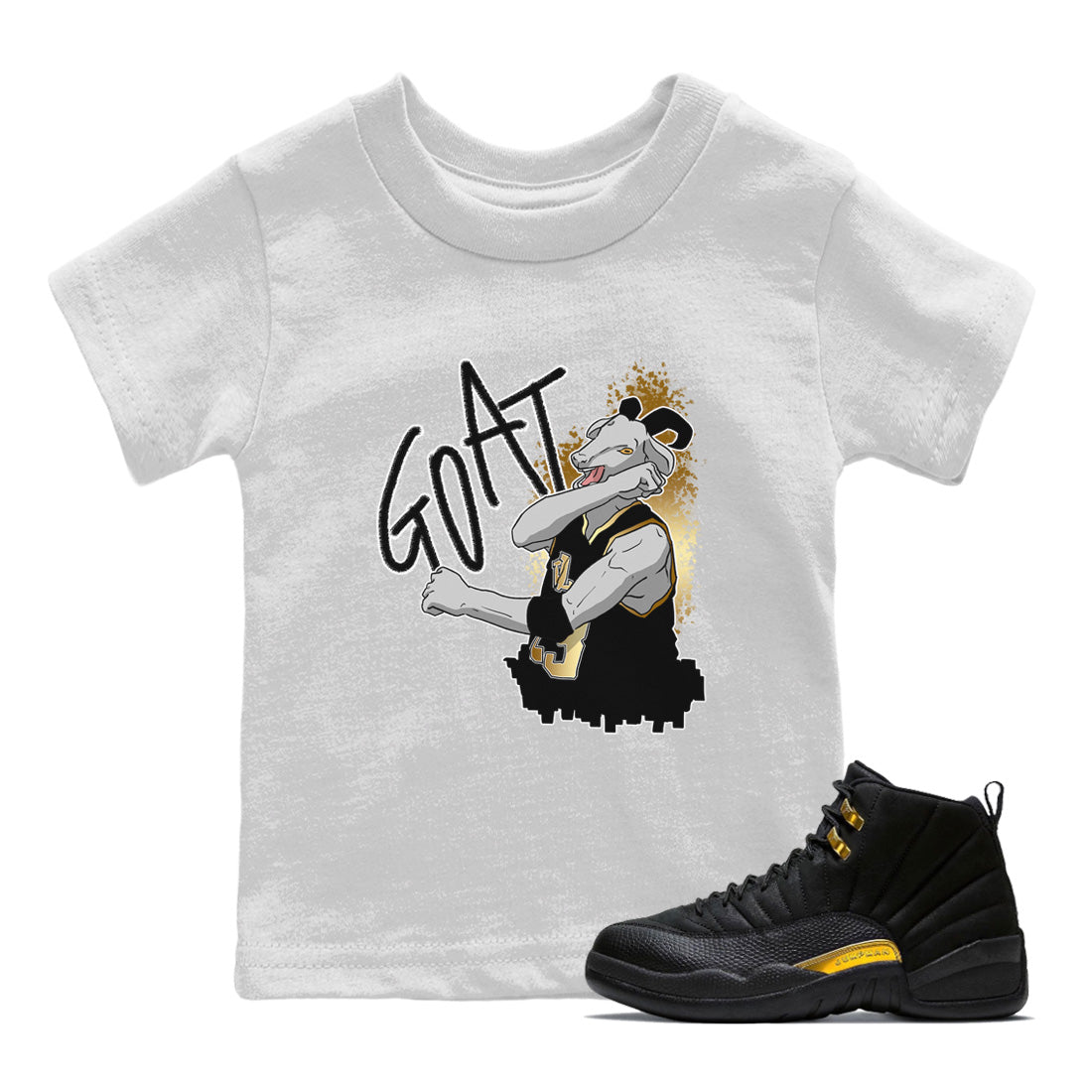 Screaming Goat Kids Tops - Air Jordan 12 Black Taxi