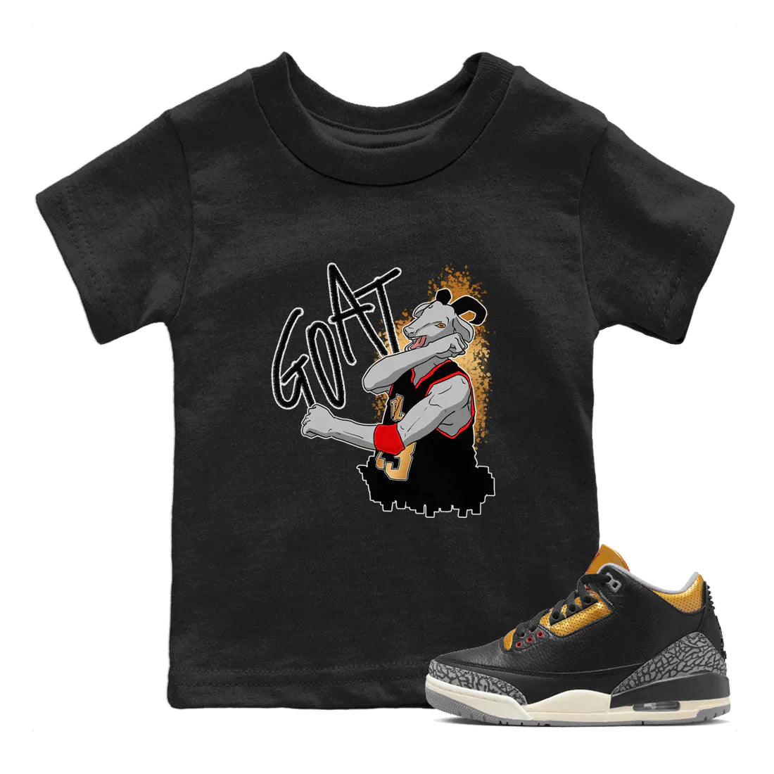 Screaming Goat Kids Tops - Air Jordan 3 Black Gold