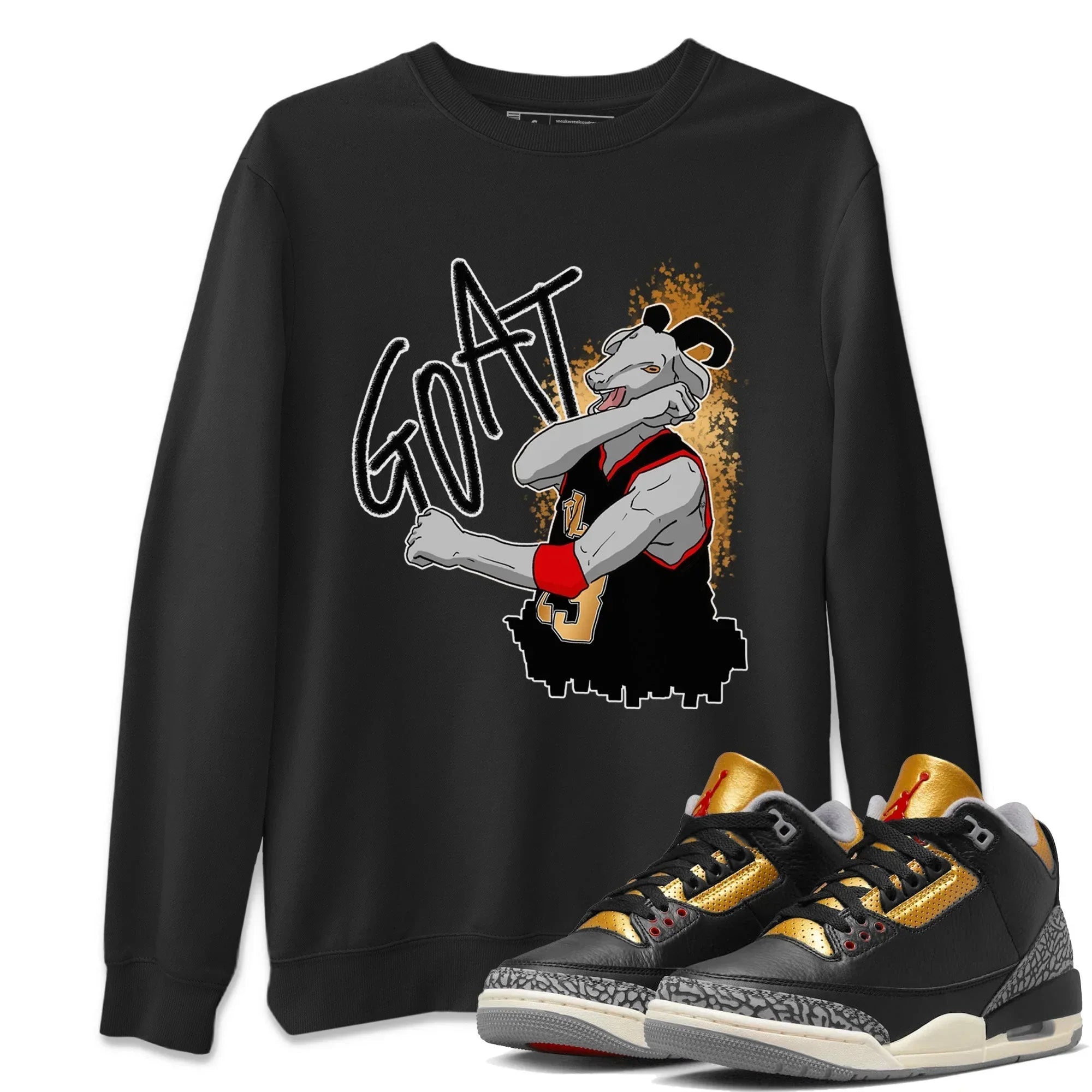 Screaming Goat Unisex Tops - Air Jordan 3 Black Gold