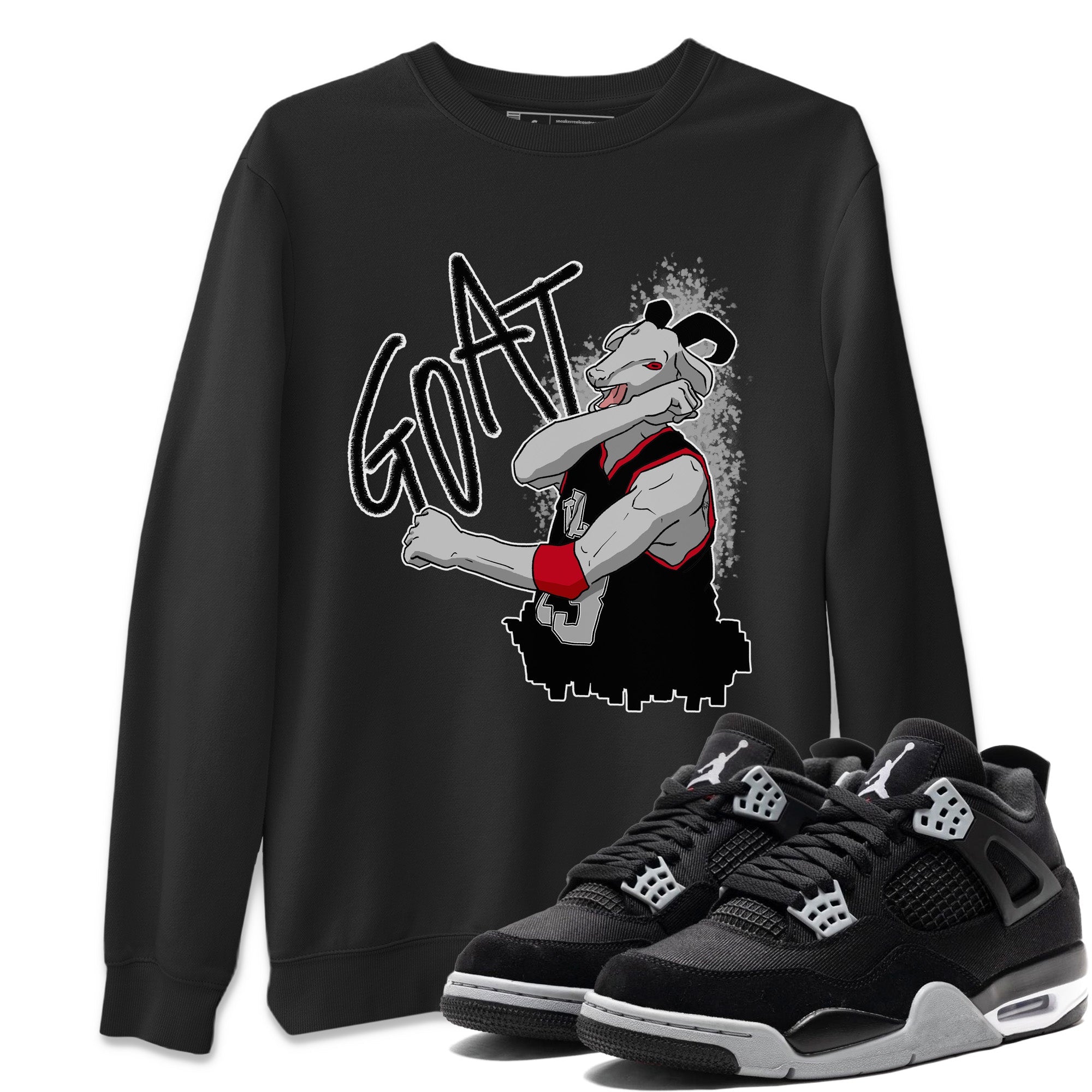 Screaming Goat Unisex Tops - Air Jordan 4 Black Canvas