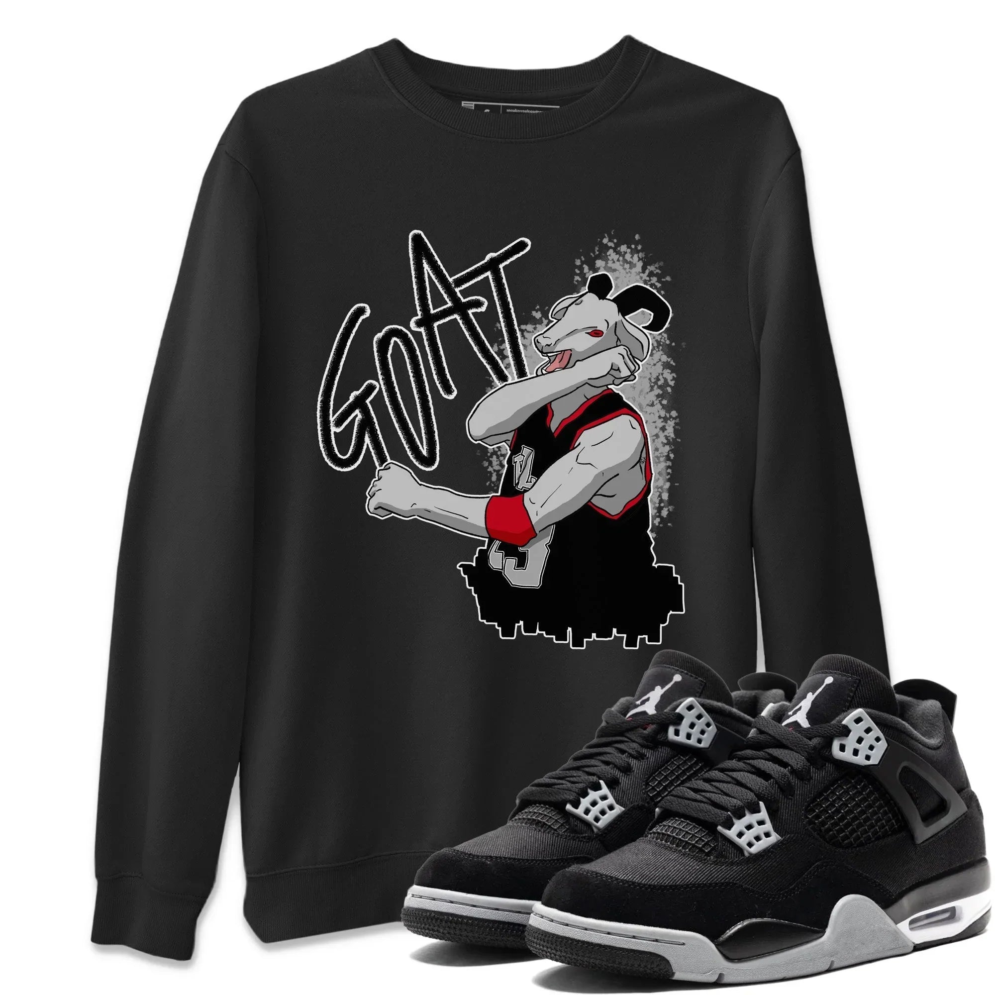 Screaming Goat Unisex Tops - Air Jordan 4 Black Canvas