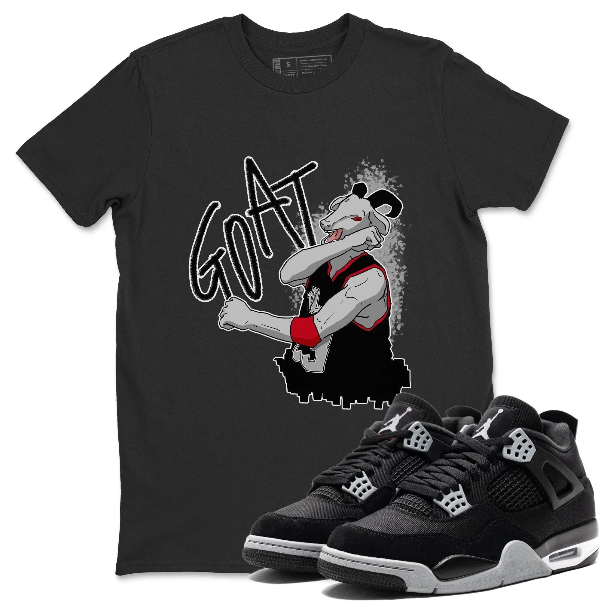 Screaming Goat Unisex Tops - Air Jordan 4 Black Canvas