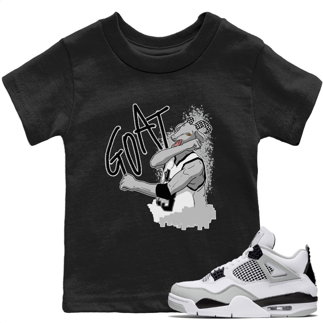 Screaming Goat Kids Tops - Air Jordan 4 Military Black