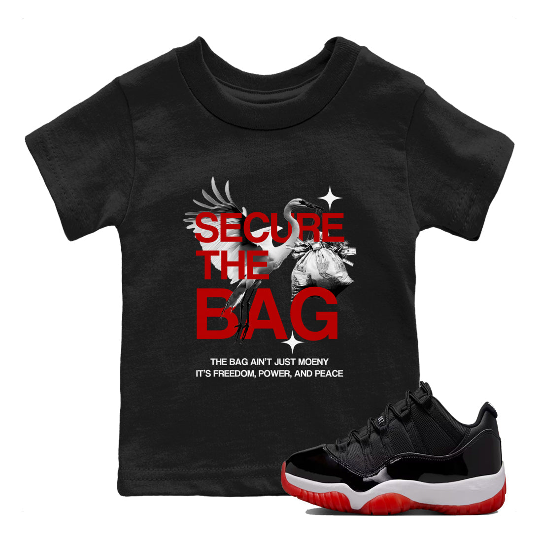 Secure The Bag snkmatch Tees Kids - Air Jordan 11 Bred