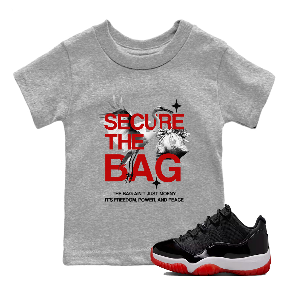 Secure The Bag snkmatch Tees Kids - Air Jordan 11 Bred